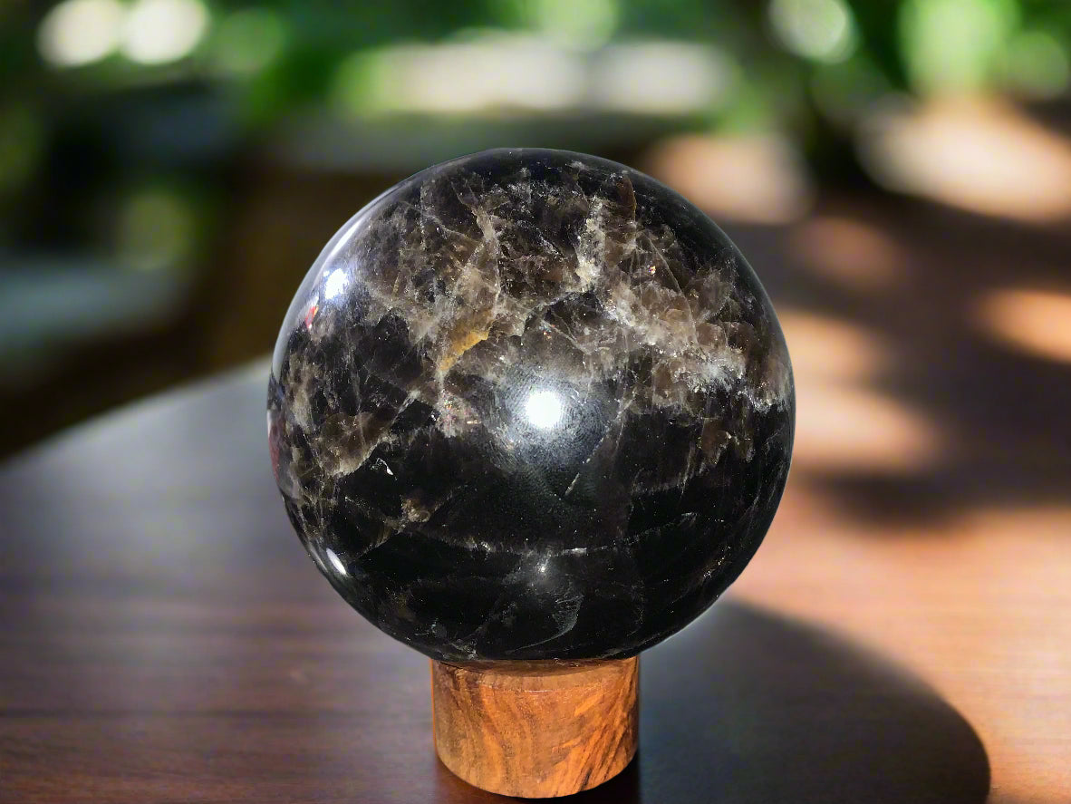 4.4" Morion Quartz Sphere w/ Rainbows