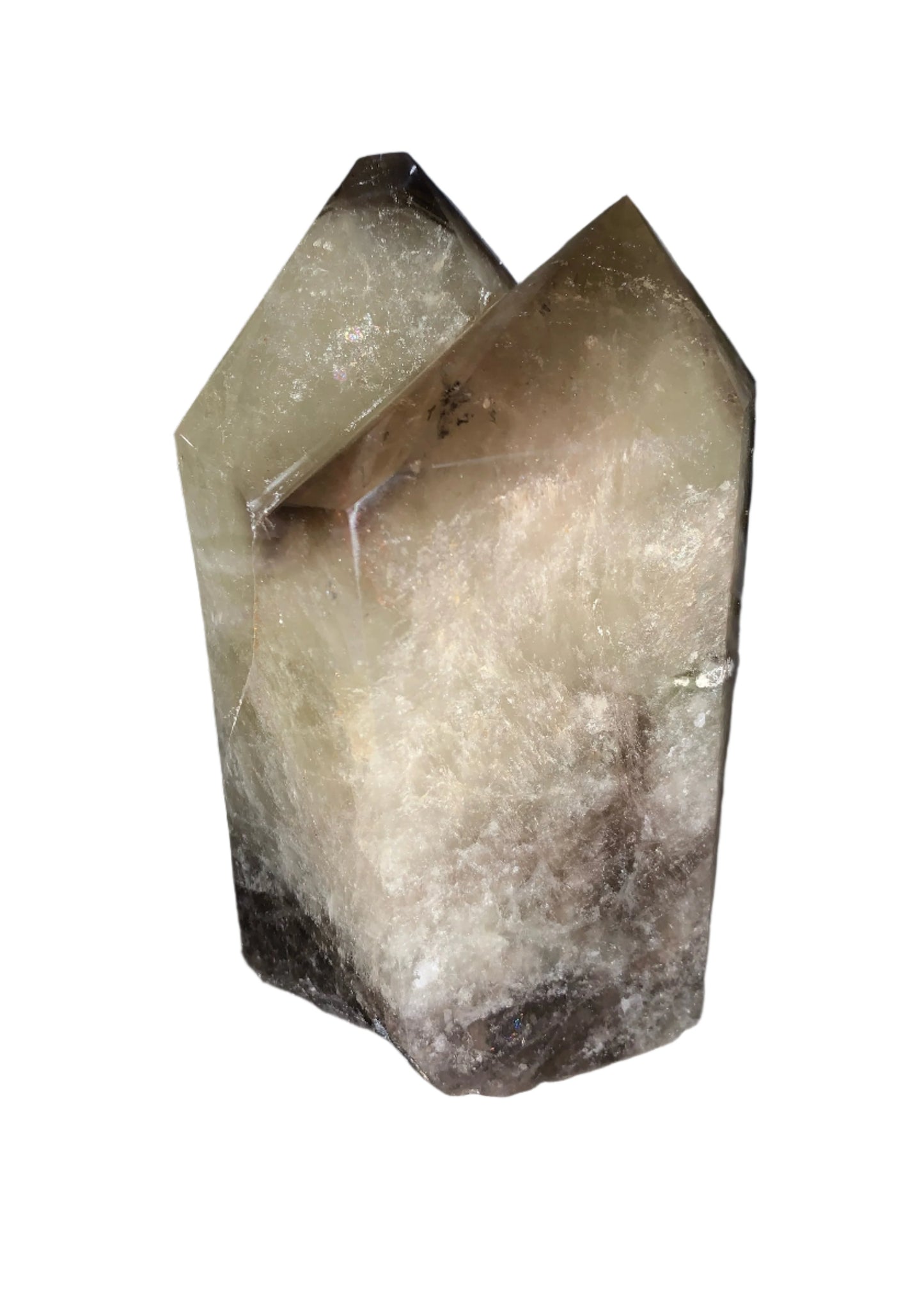 Torre de citrino ahumado Twin Phantom de 4 lb y 1 oz