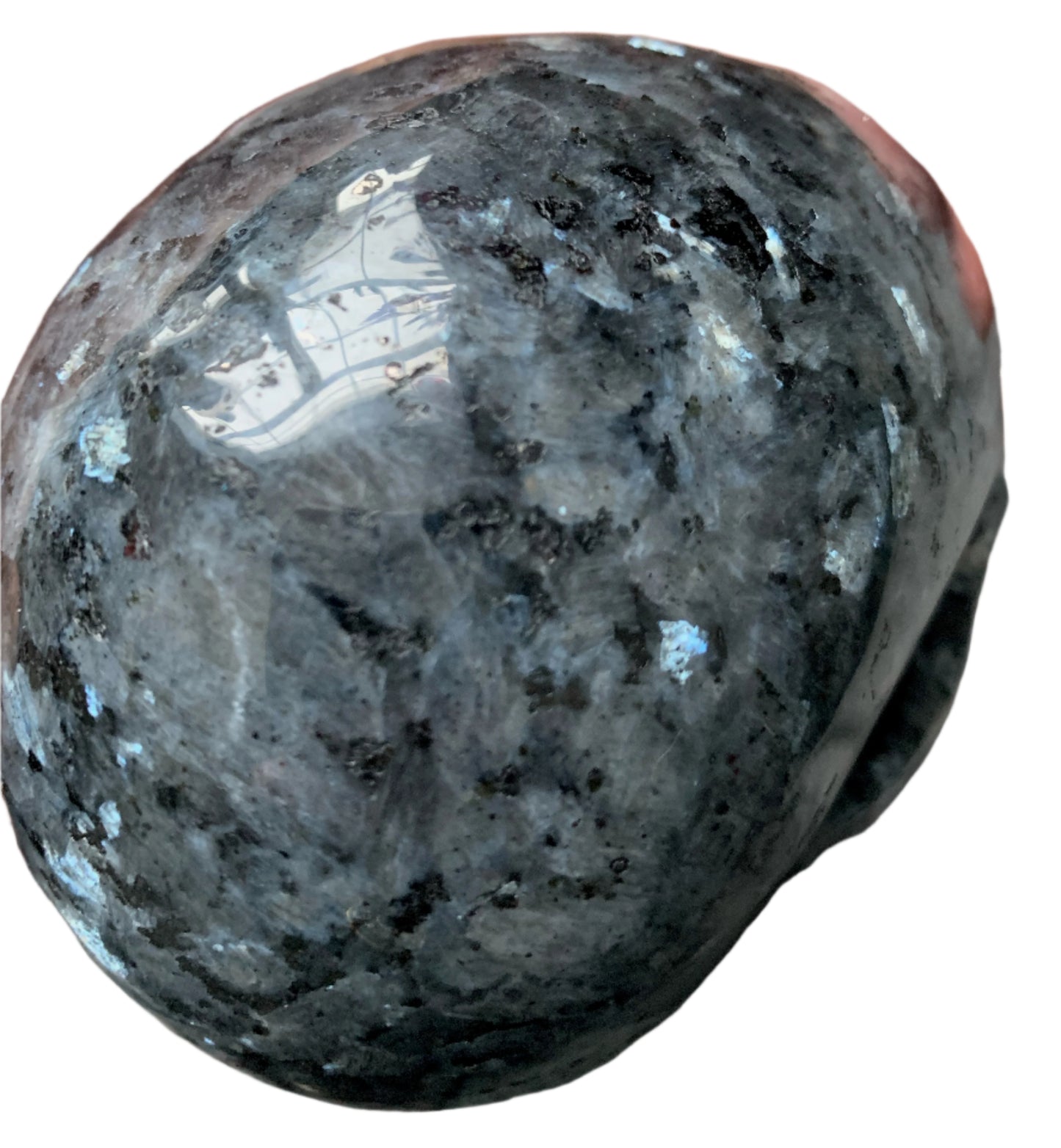 5.3" Larvikite Skull w/ Rainbows