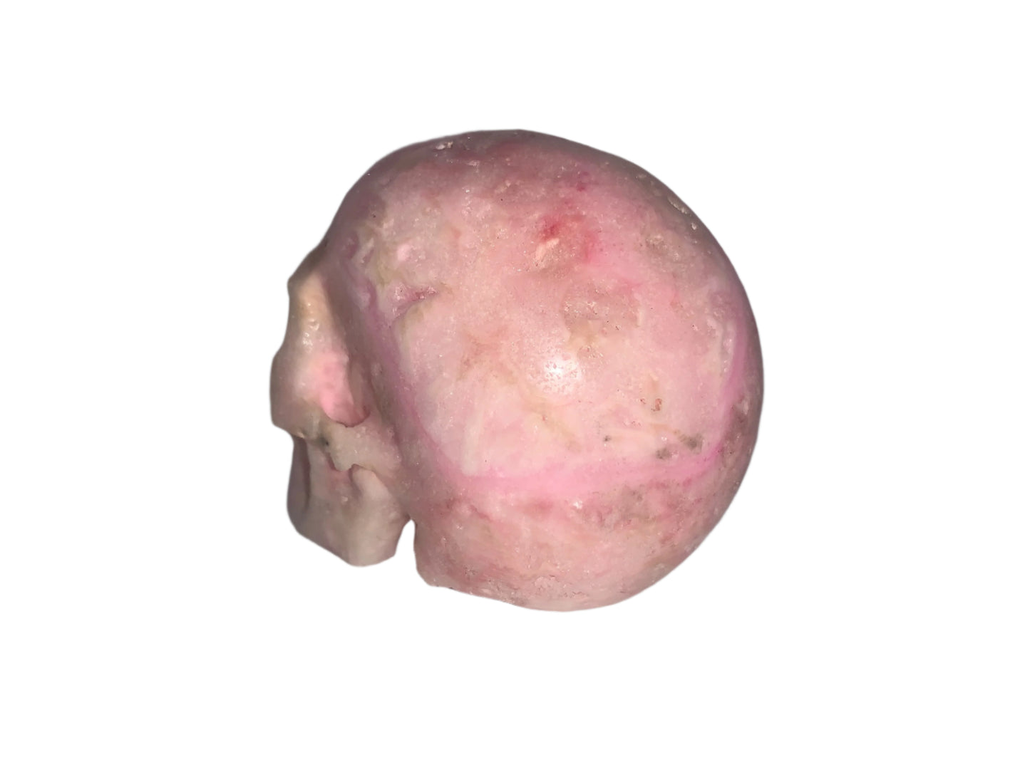 Cráneo de aragonito rosa raro de 4,3"