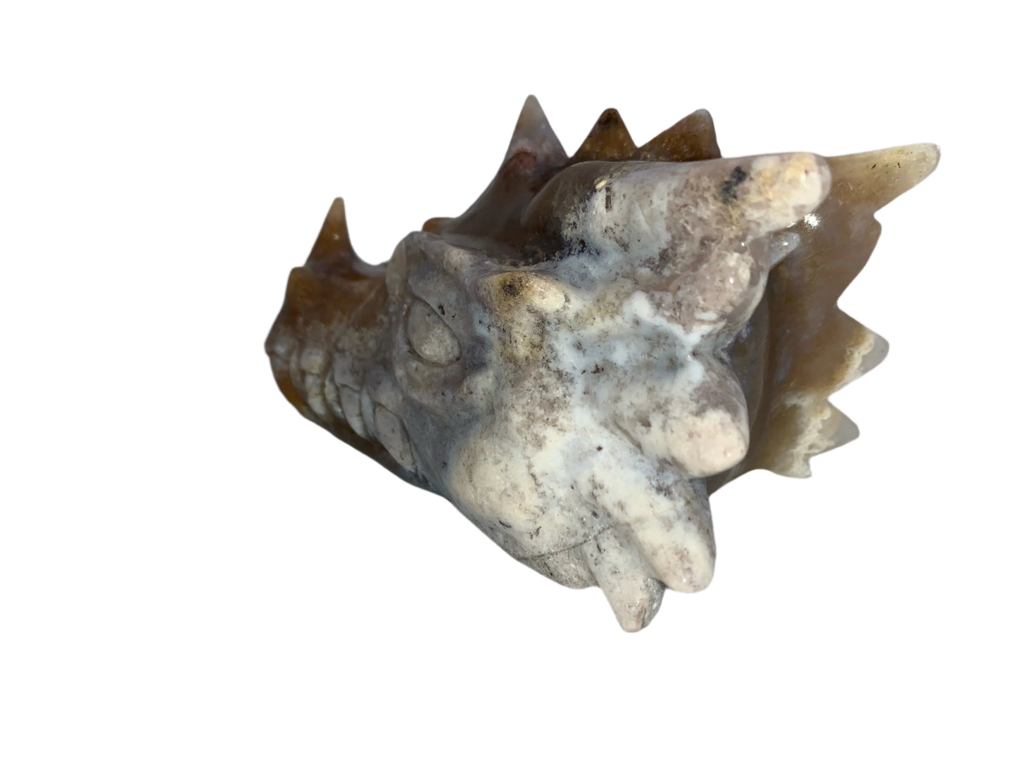 Ágata musgosa de 6,2" con dragón de calcedonia