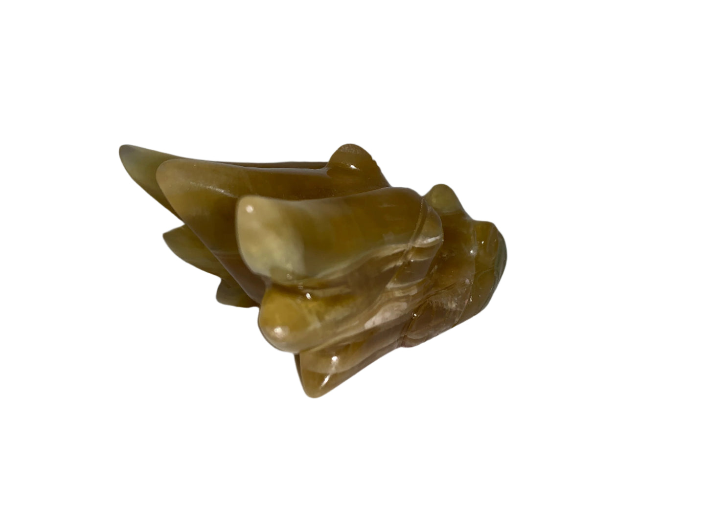 "Radiance" Leandro de Souza Golden Fluorite Dragon Skull w/ Rainbows