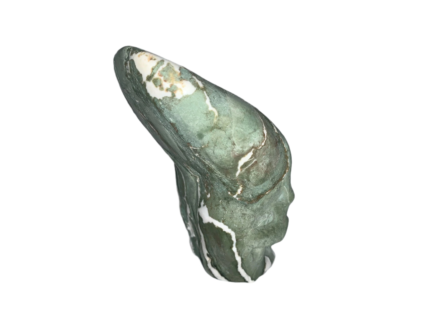 4.2" Green Zebra Jasper Palm Skull
