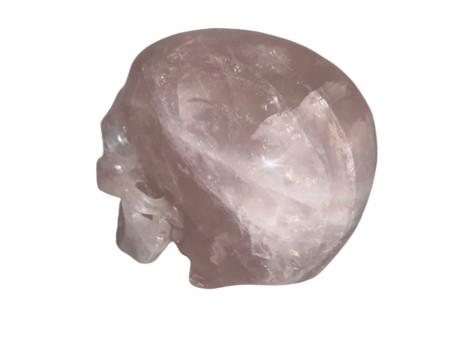 5.3" Rose Quartz Skull w/ Rainbows