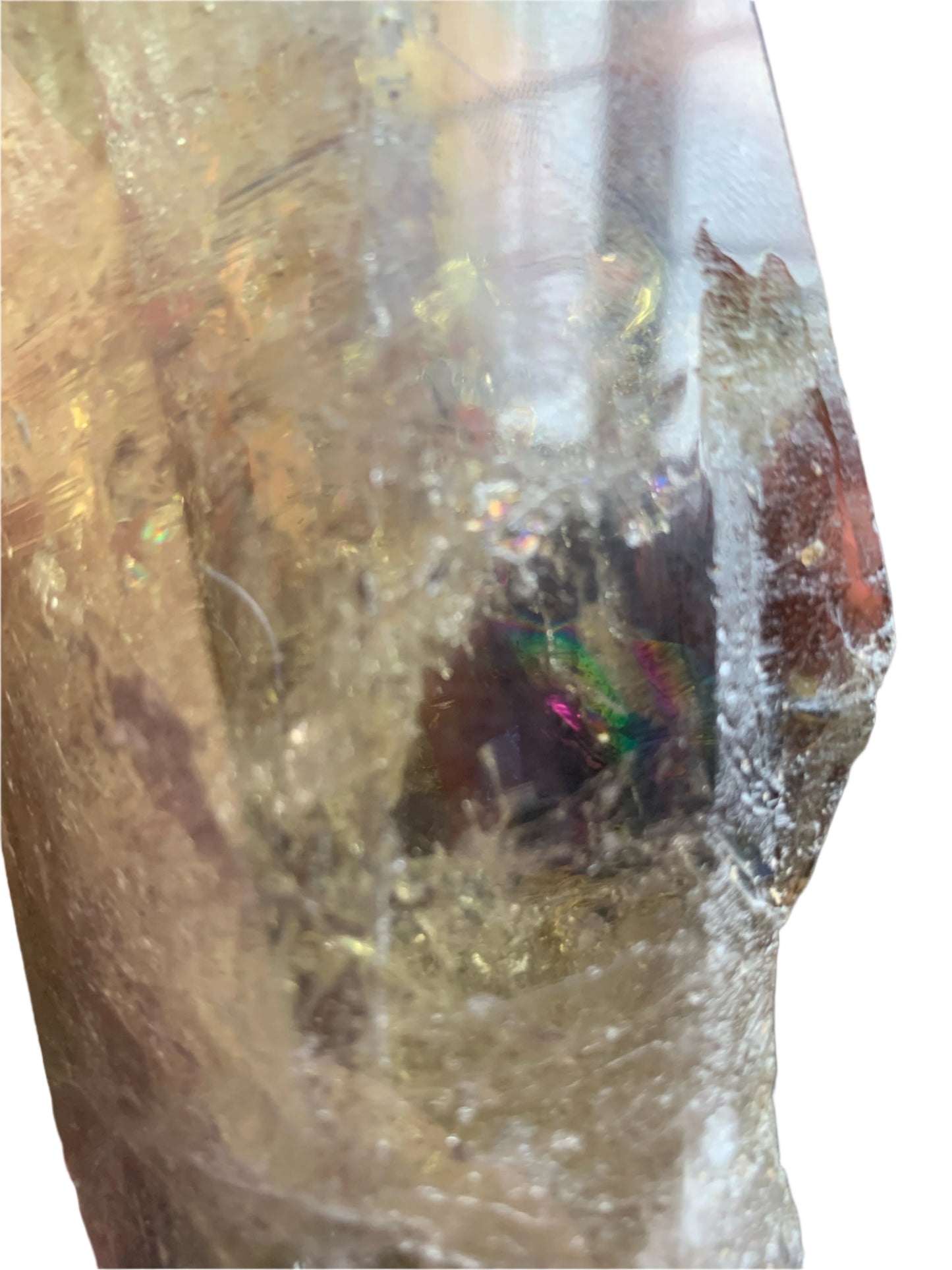 8.125" Smoky Citrine Time Keeper Generator Obelisk w/ LOTS OF RAINBOWS