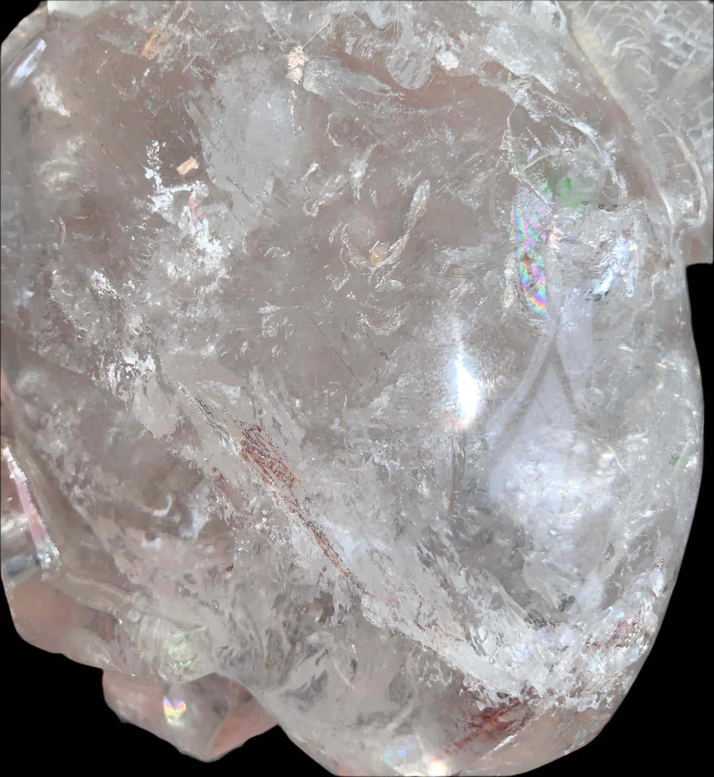 6.75" Copper Rutilated Quartz Lizard Skull w/ Rainbows