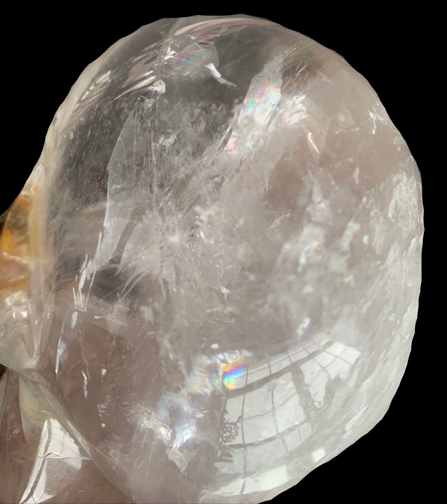 5" Himalayan Quartz Golden Healer Skull w/ Rainbows