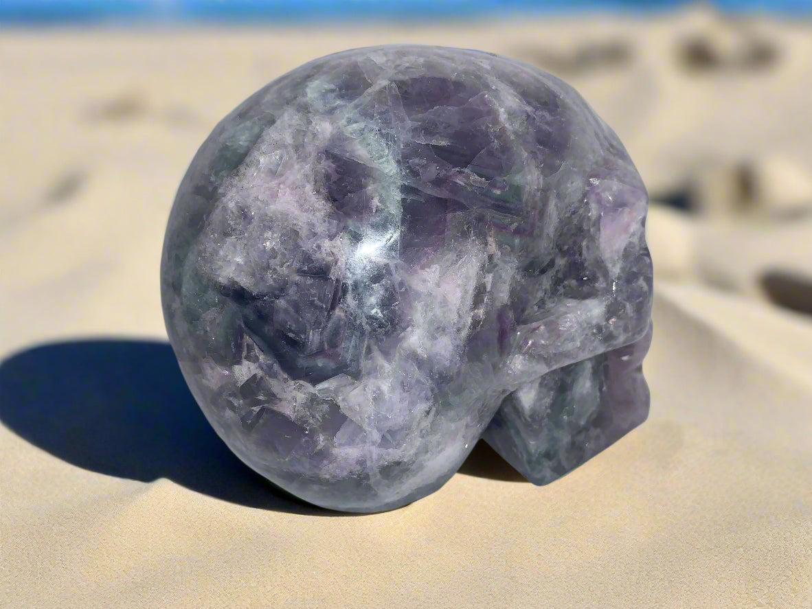 6" Rainbow Fluorite Skull w/ Rainbows