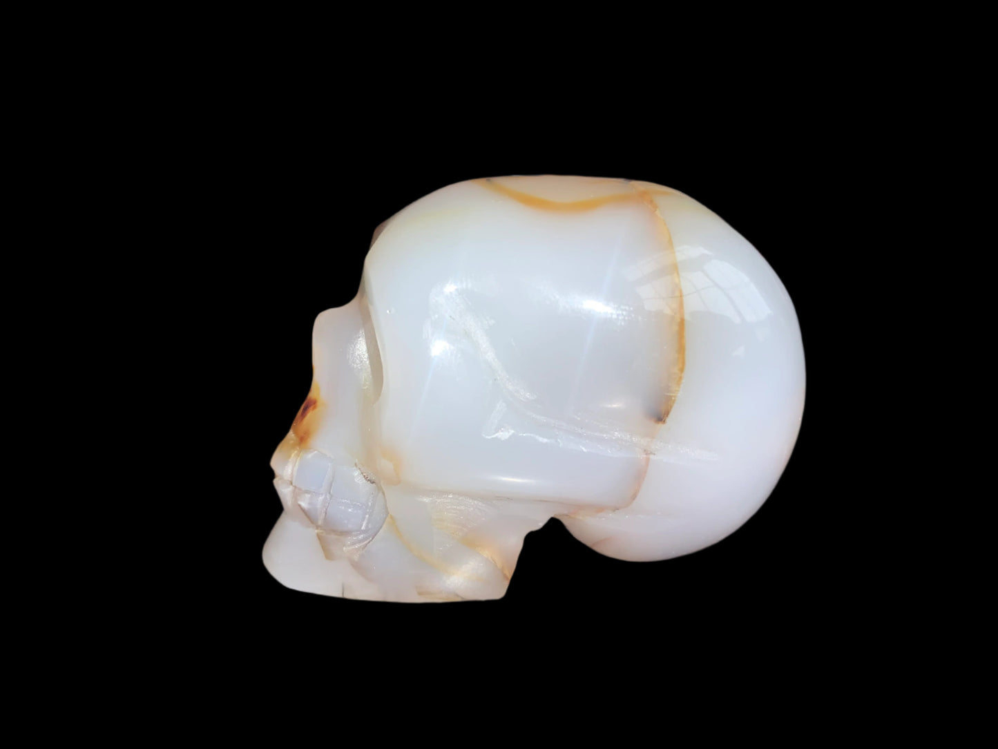 3" Chalcedony & Carnelian Skull w/ Druzy
