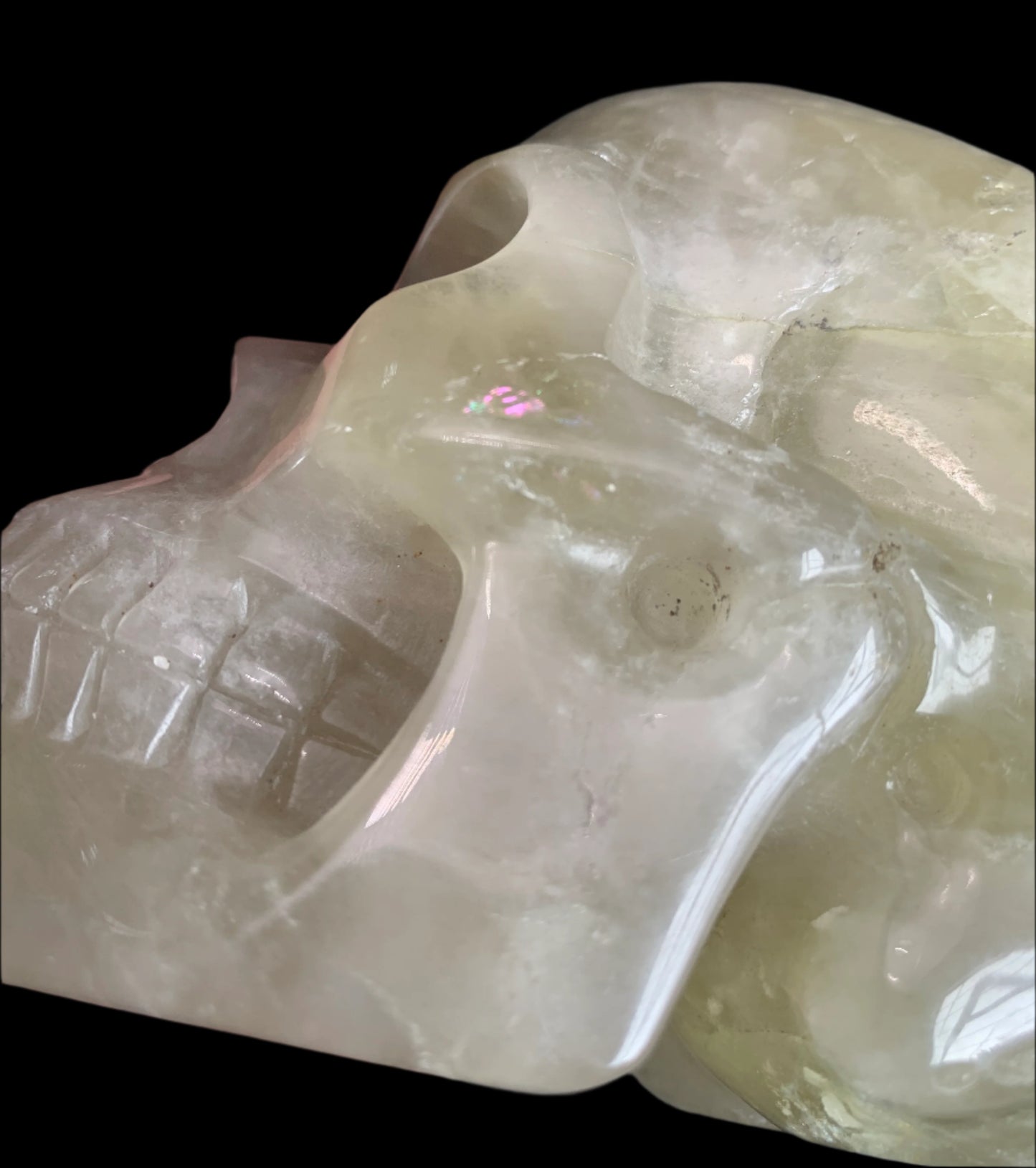 5.4" Citrine & Tourmaline Skull w/ Rainbows