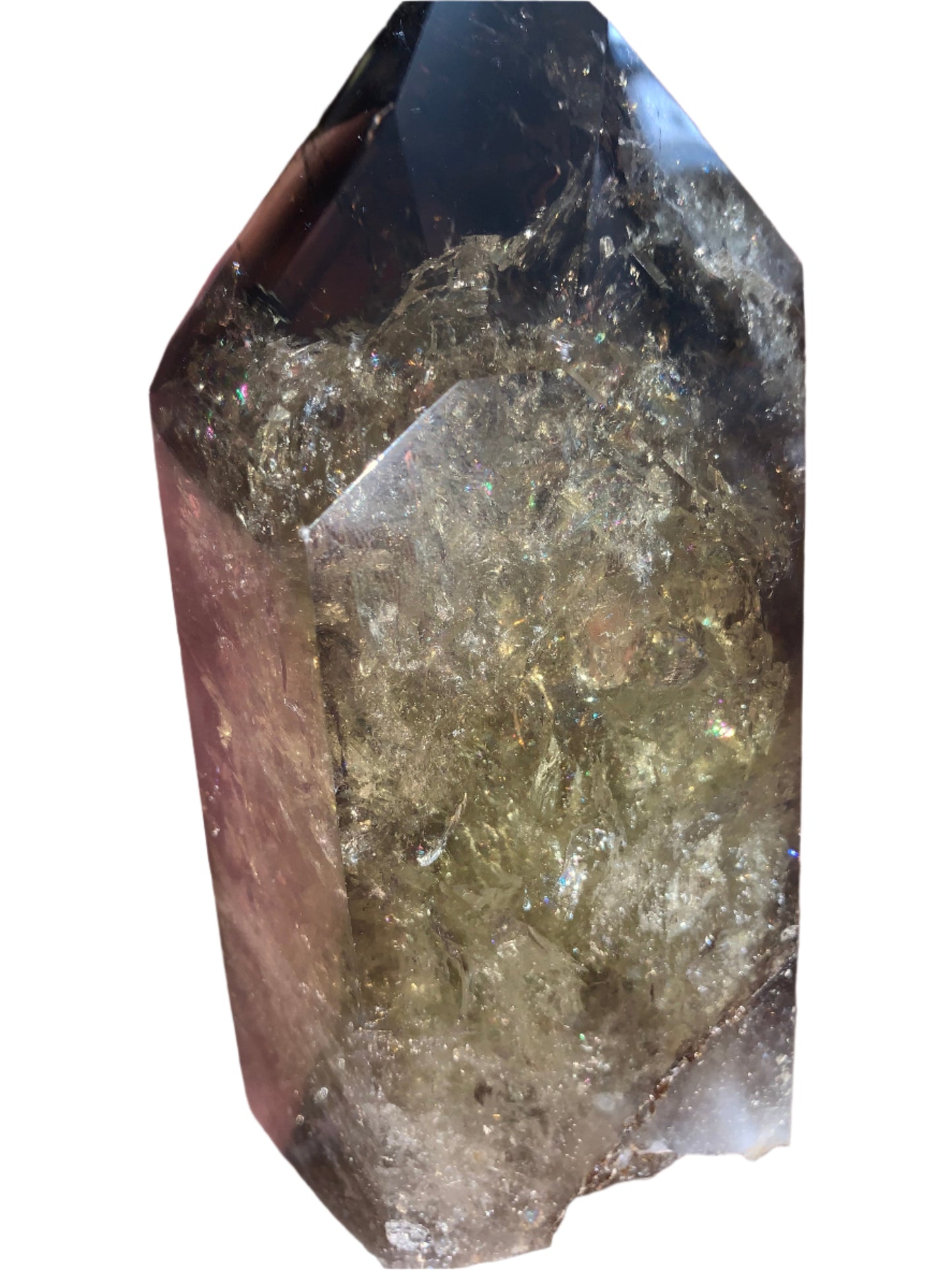 6.2" Smoky Citrine Channeler & Code Keeper Quartz Point w/ Rainbows