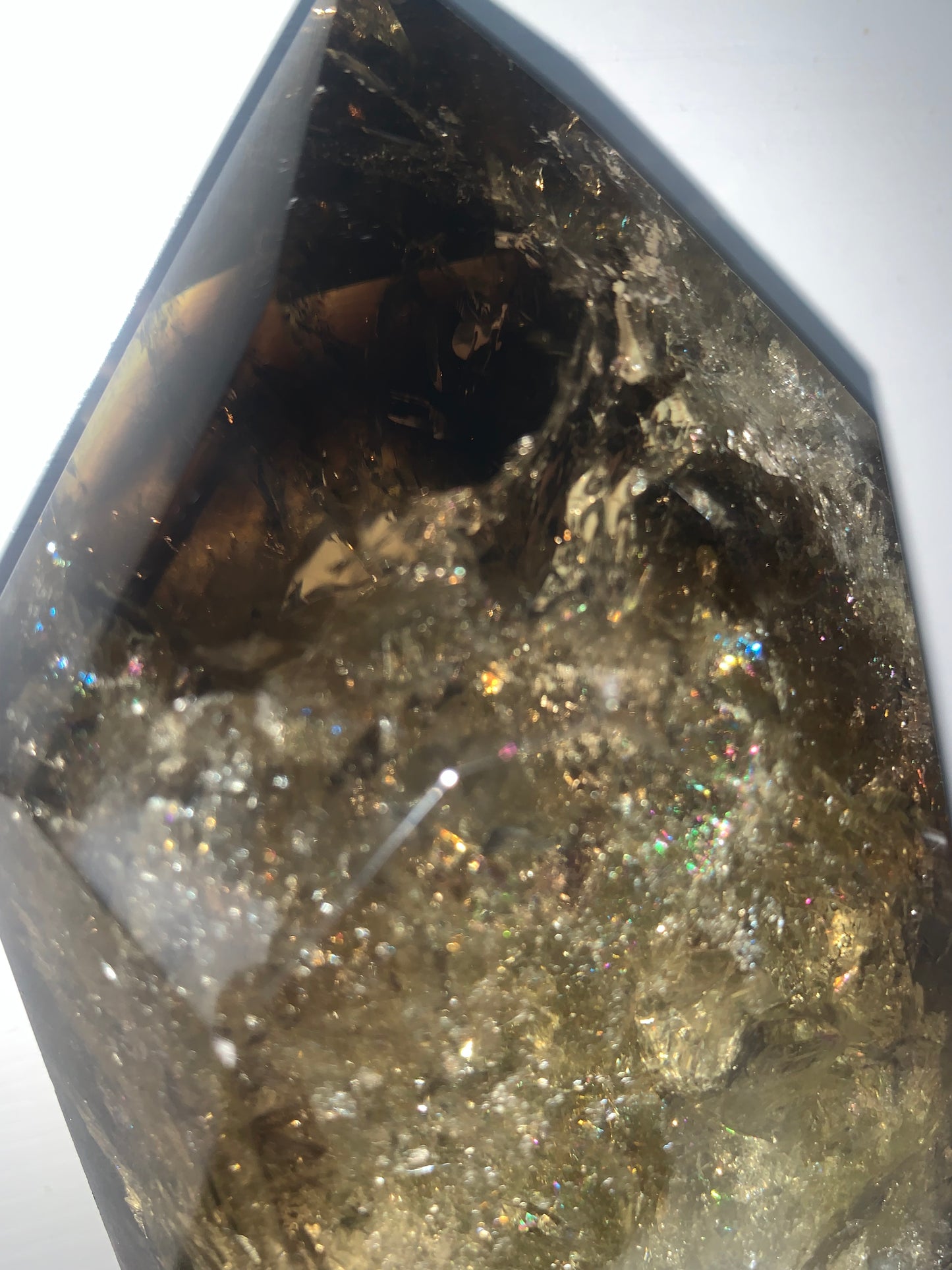 6.2" Smoky Citrine Channeler & Code Keeper Quartz Point w/ Rainbows