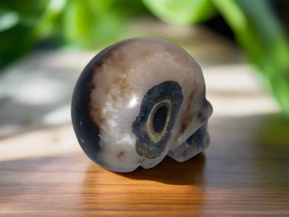 Cráneo de ónix canalizador Yin Yang de 3,2"