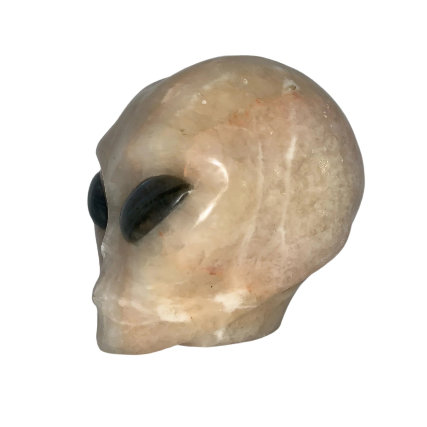 Calavera con forma de estrella de calcita naranja de 4,8" y drusa