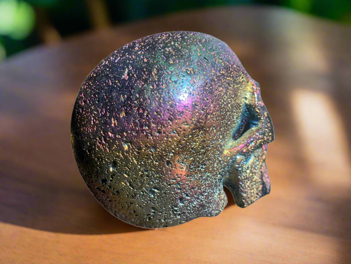 7.25" Rainbow Aura Lava Stone