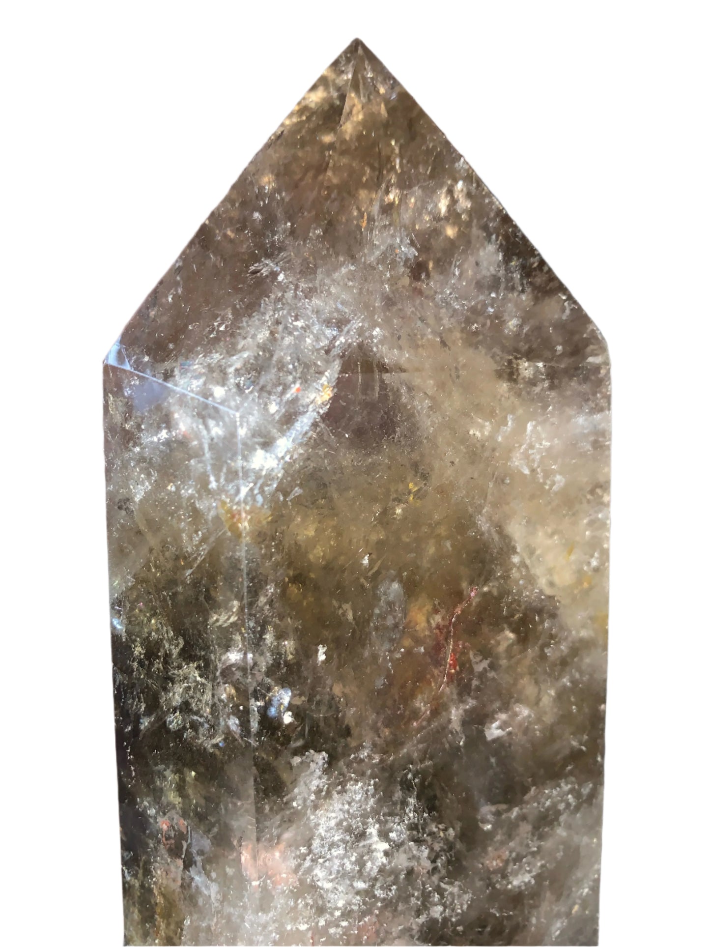 7.5" Smoky Quartz Hematoid Obelisk w/ Rainbows Everywhere