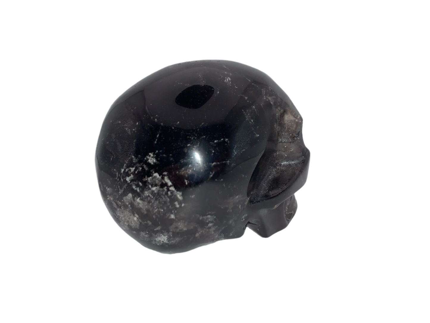 4.1" Morion Quartz Skull w/ Rainbows