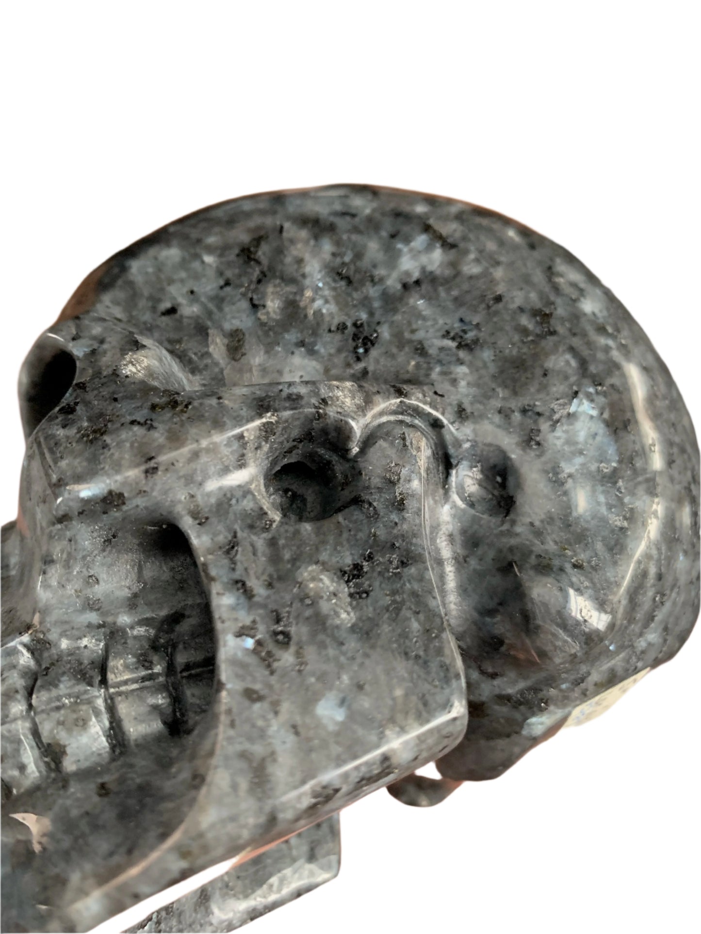 5.3" Larvikite Skull w/ Rainbows