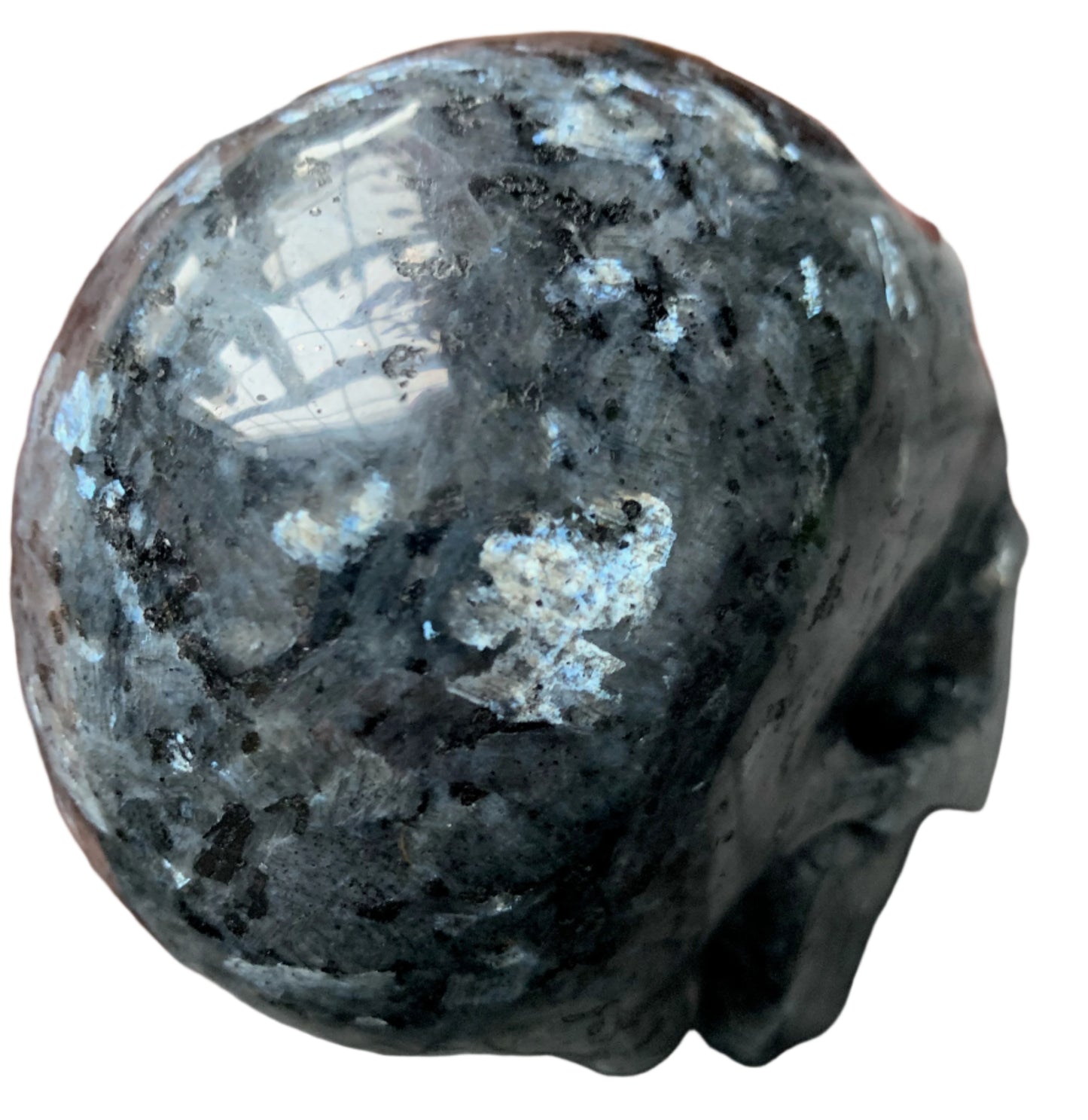 5.3" Larvikite Skull w/ Rainbows