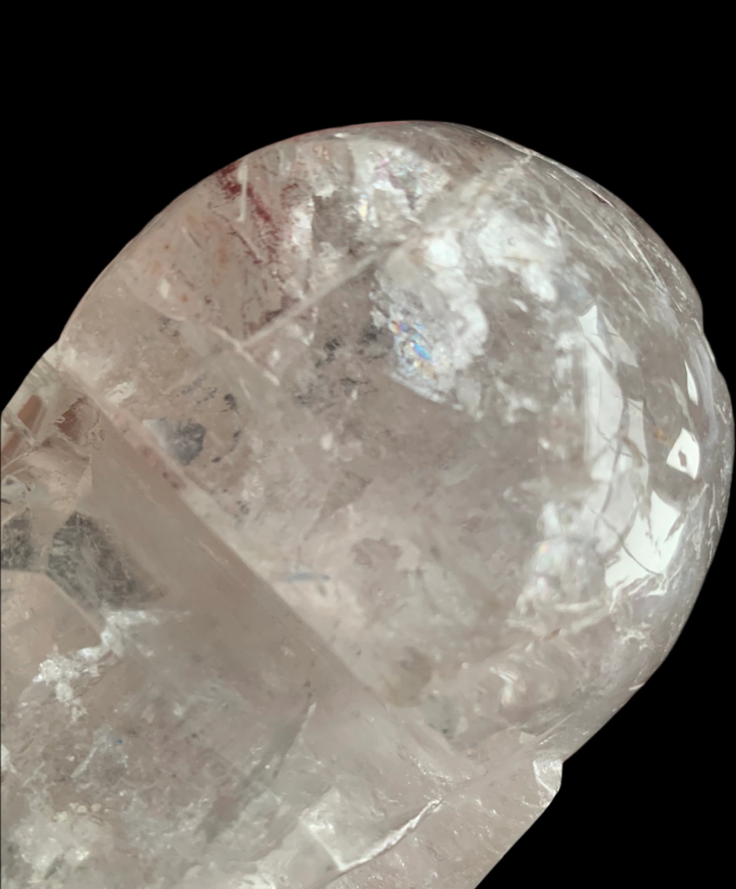 6.75" Copper Rutilated Quartz Lizard Skull w/ Rainbows
