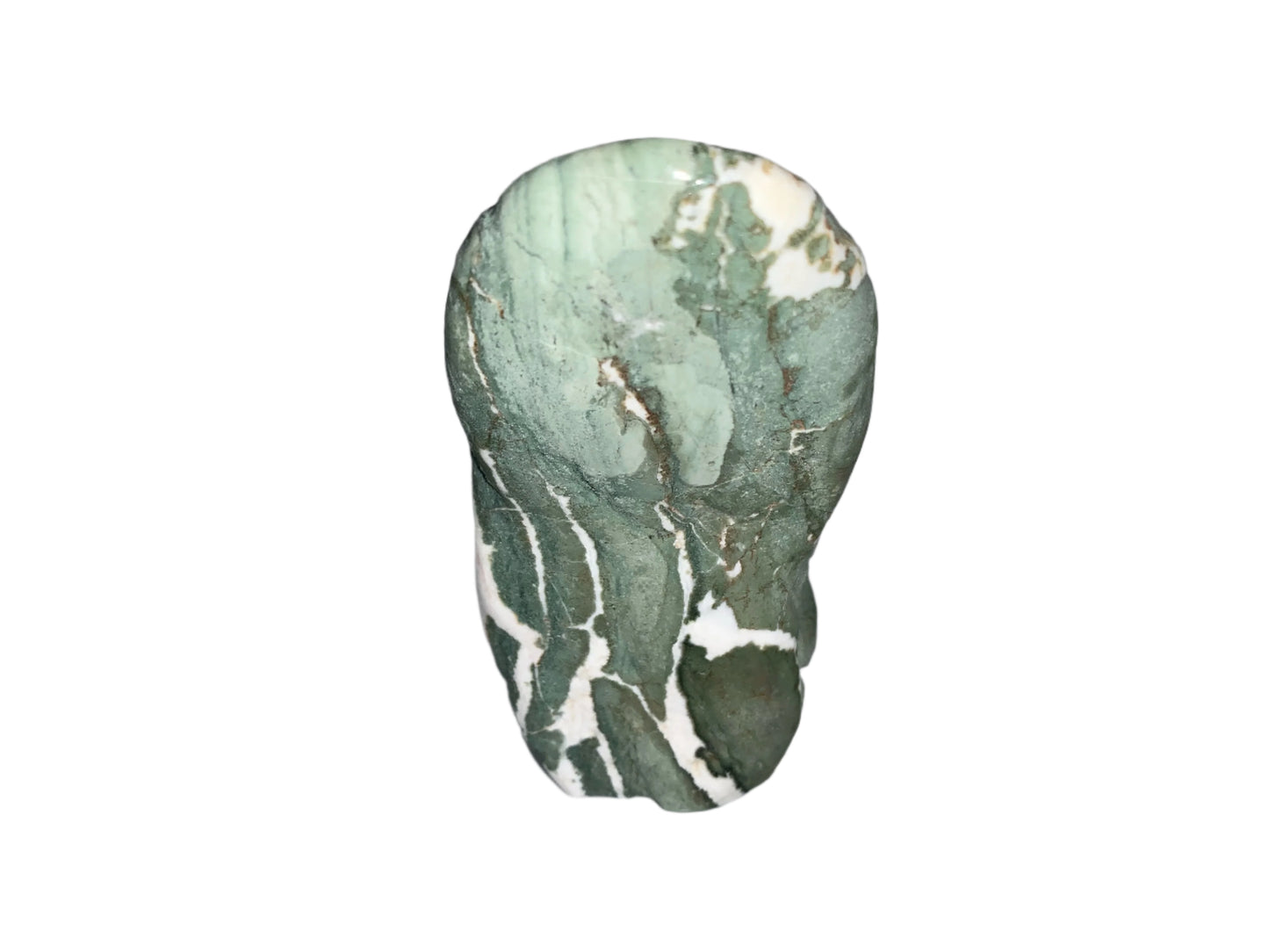 4.2" Green Zebra Jasper Palm Skull