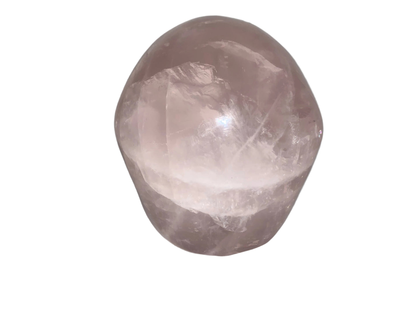 5.3" Rose Quartz Skull w/ Rainbows