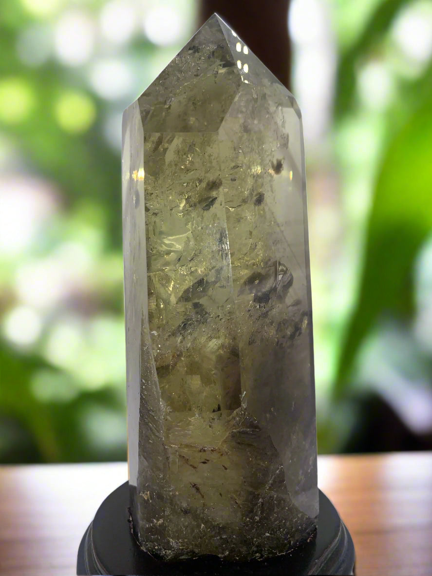 8.125" Smoky Citrine Time Keeper Generator Obelisk w/ LOTS OF RAINBOWS