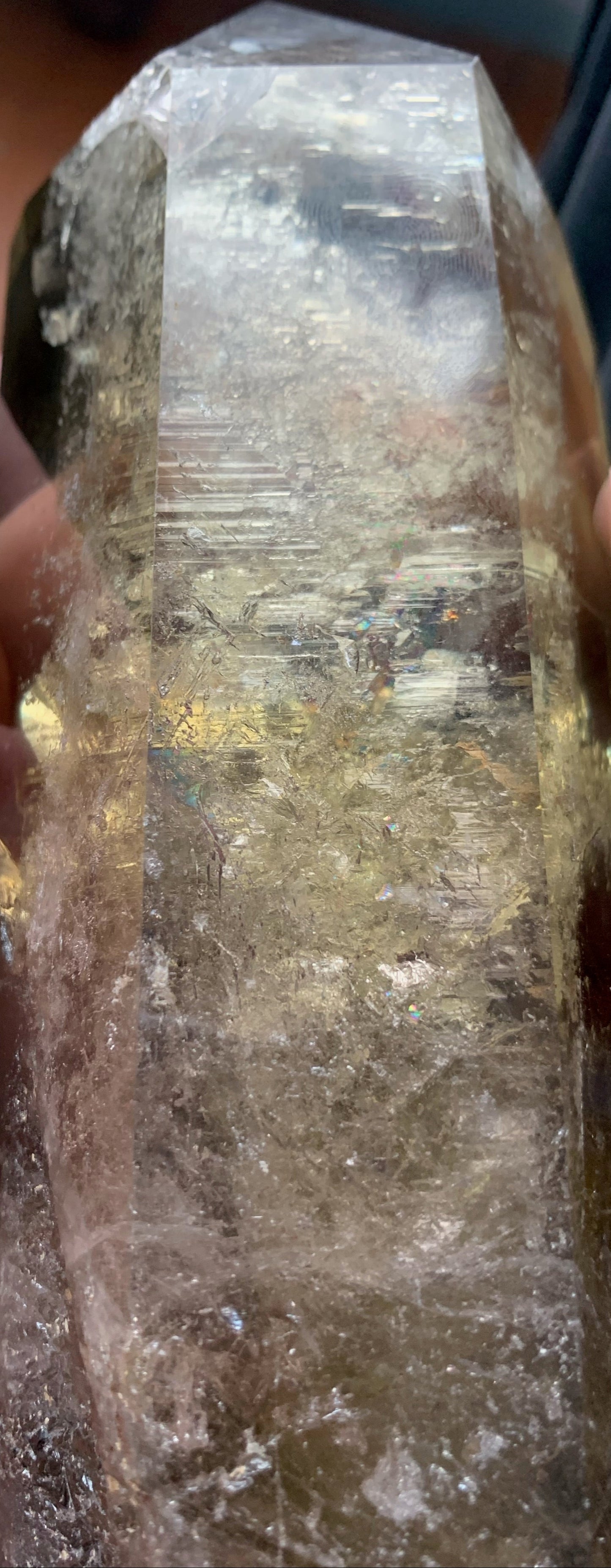 8.125" Smoky Citrine Time Keeper Generator Obelisk w/ LOTS OF RAINBOWS