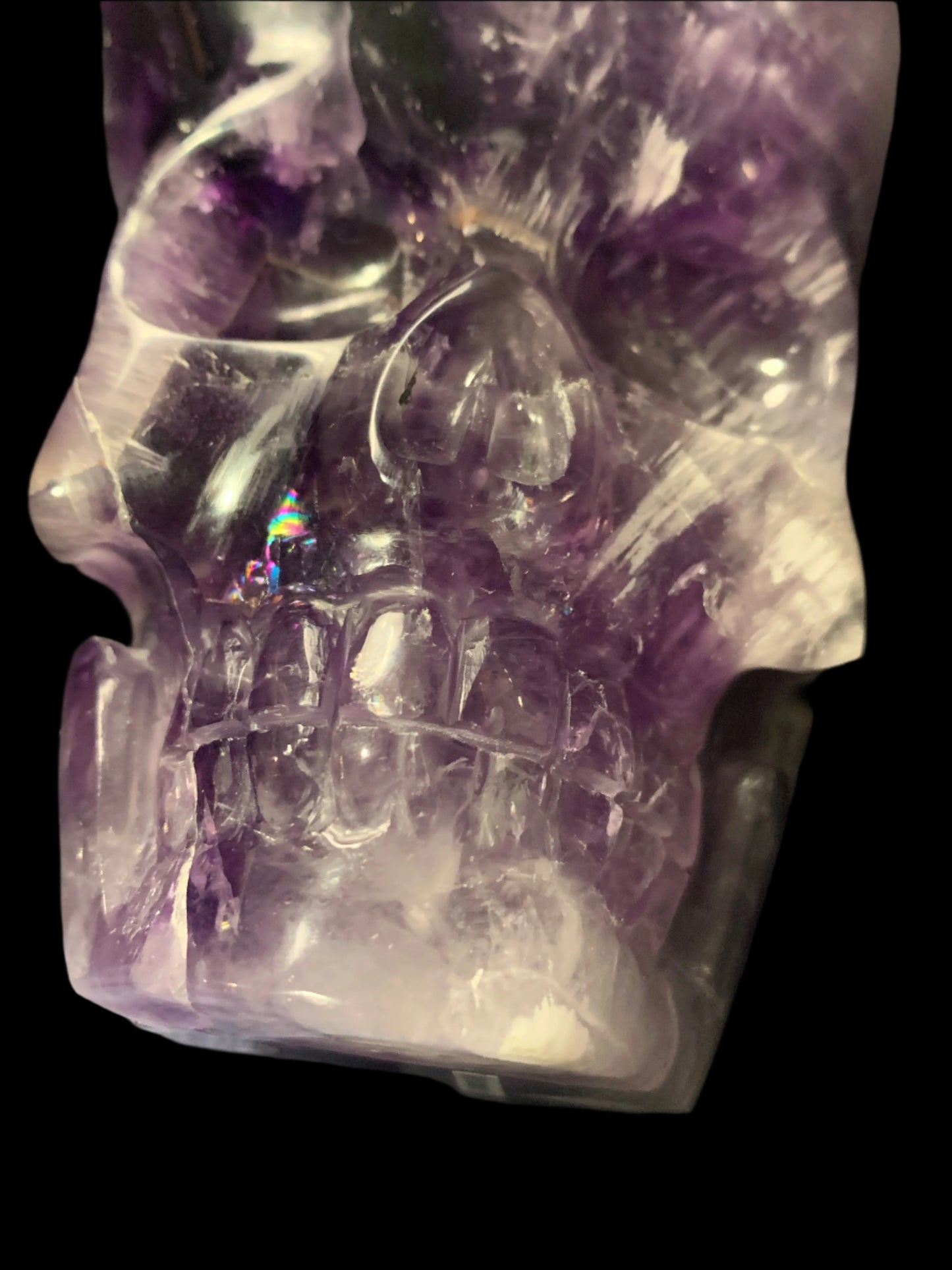 6.75" Alpine Amethyst Double Generator Skull w/ Rainbows