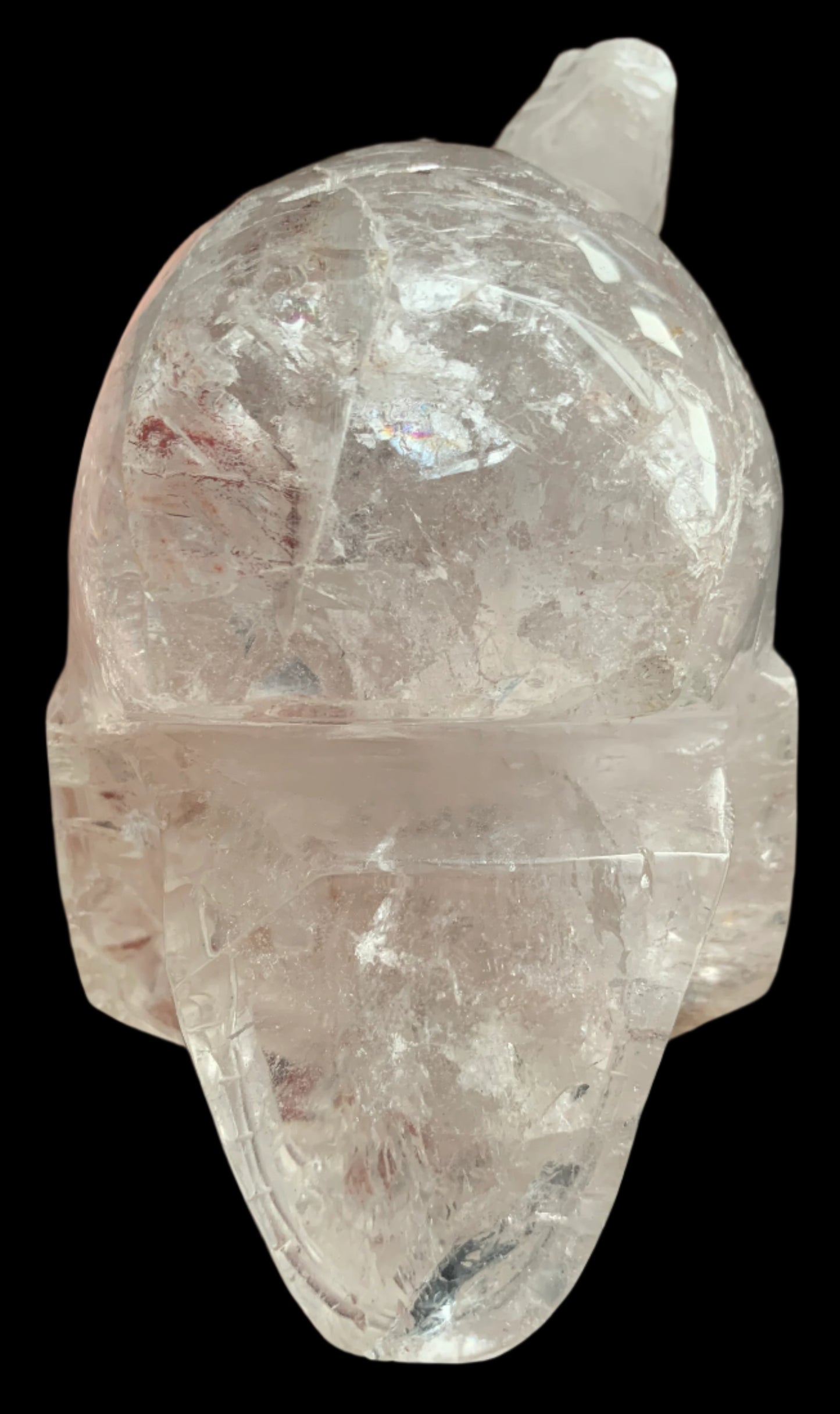 6.75" Copper Rutilated Quartz Lizard Skull w/ Rainbows