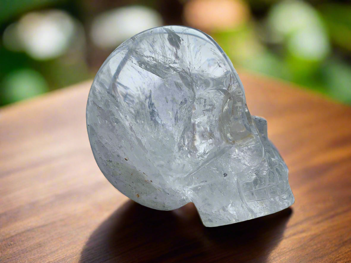5" Himalayan Quartz Golden Healer Skull w/ Rainbows