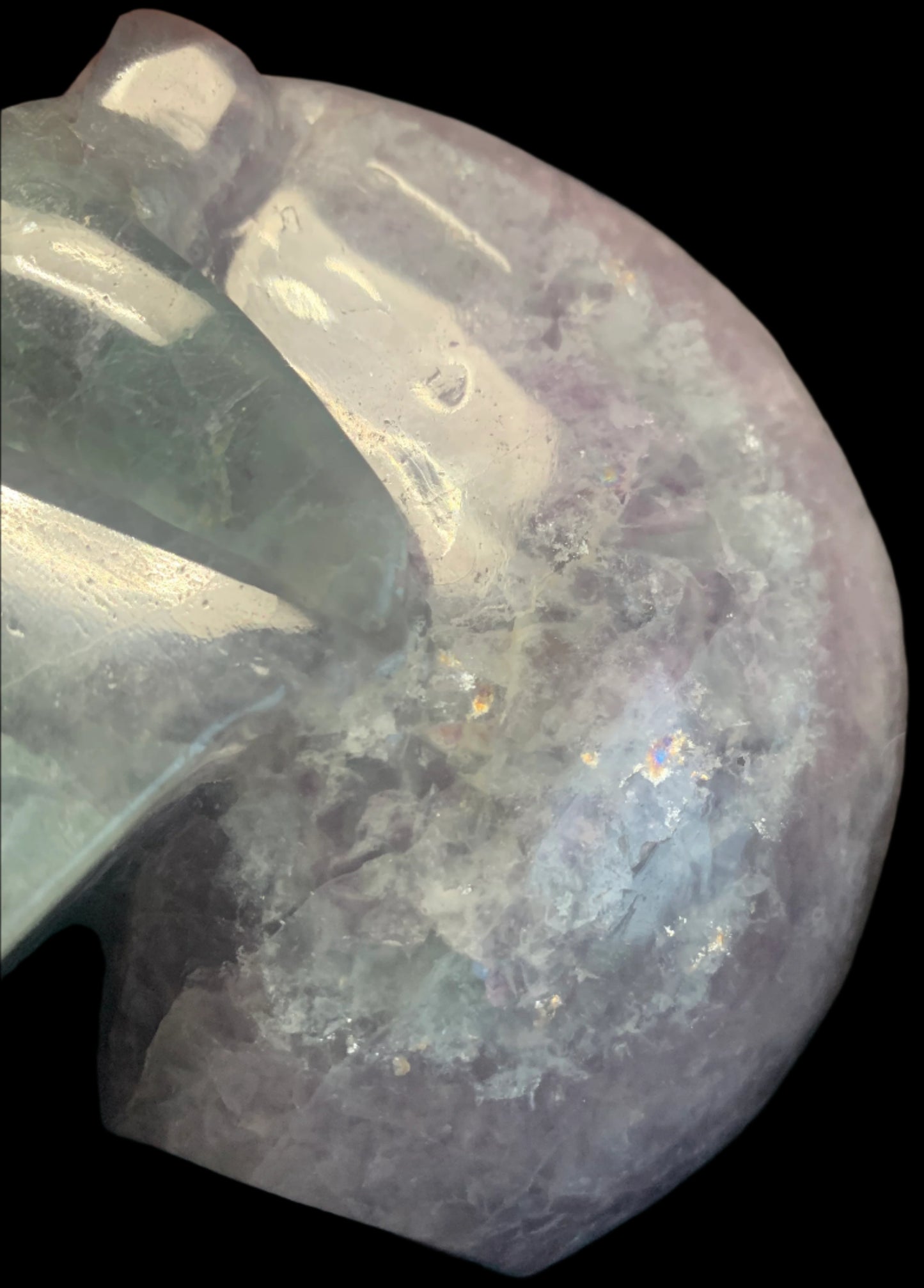 6" Rainbow Fluorite Skull w/ Rainbows