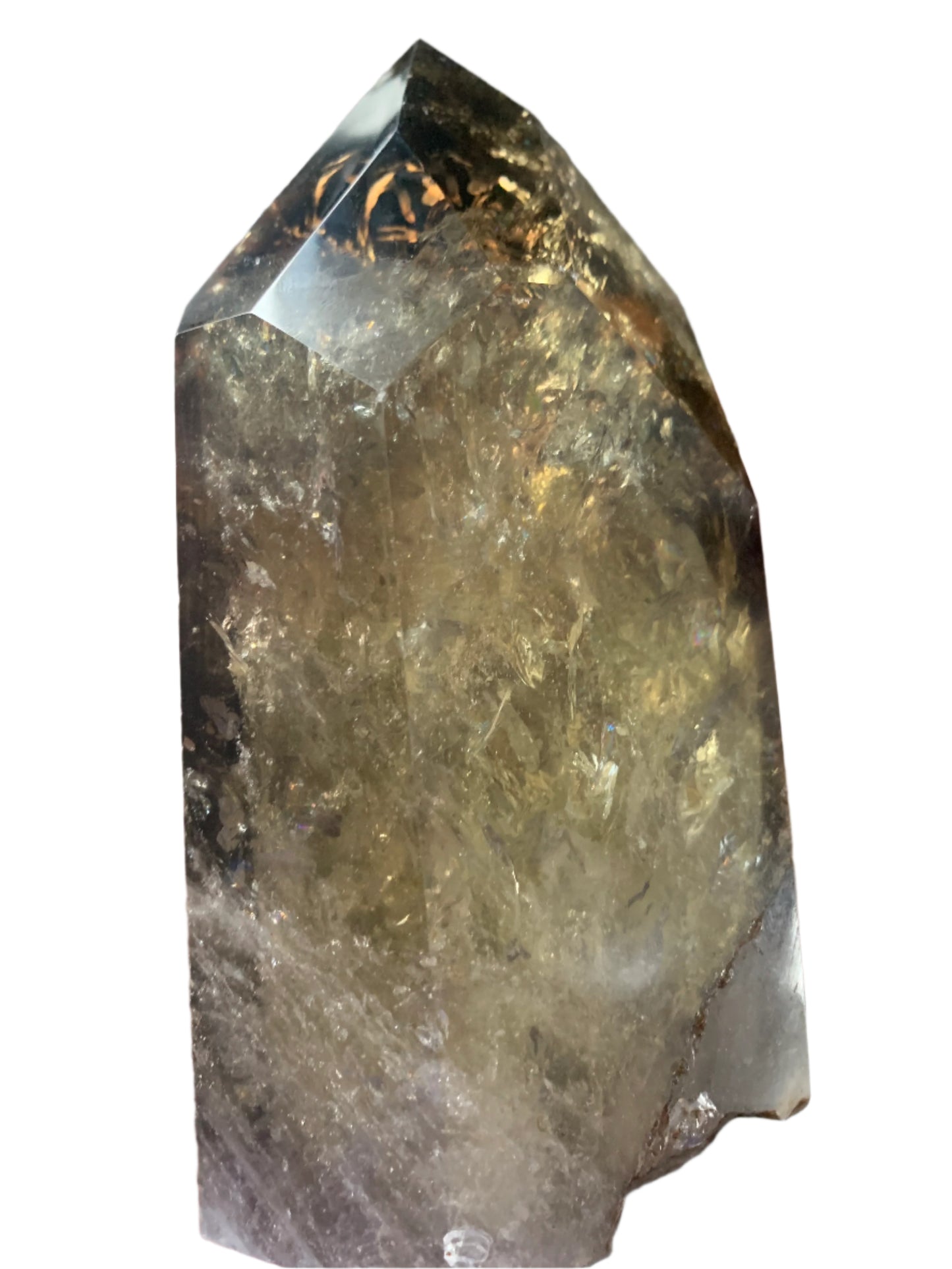 6.2" Smoky Citrine Channeler & Code Keeper Quartz Point w/ Rainbows