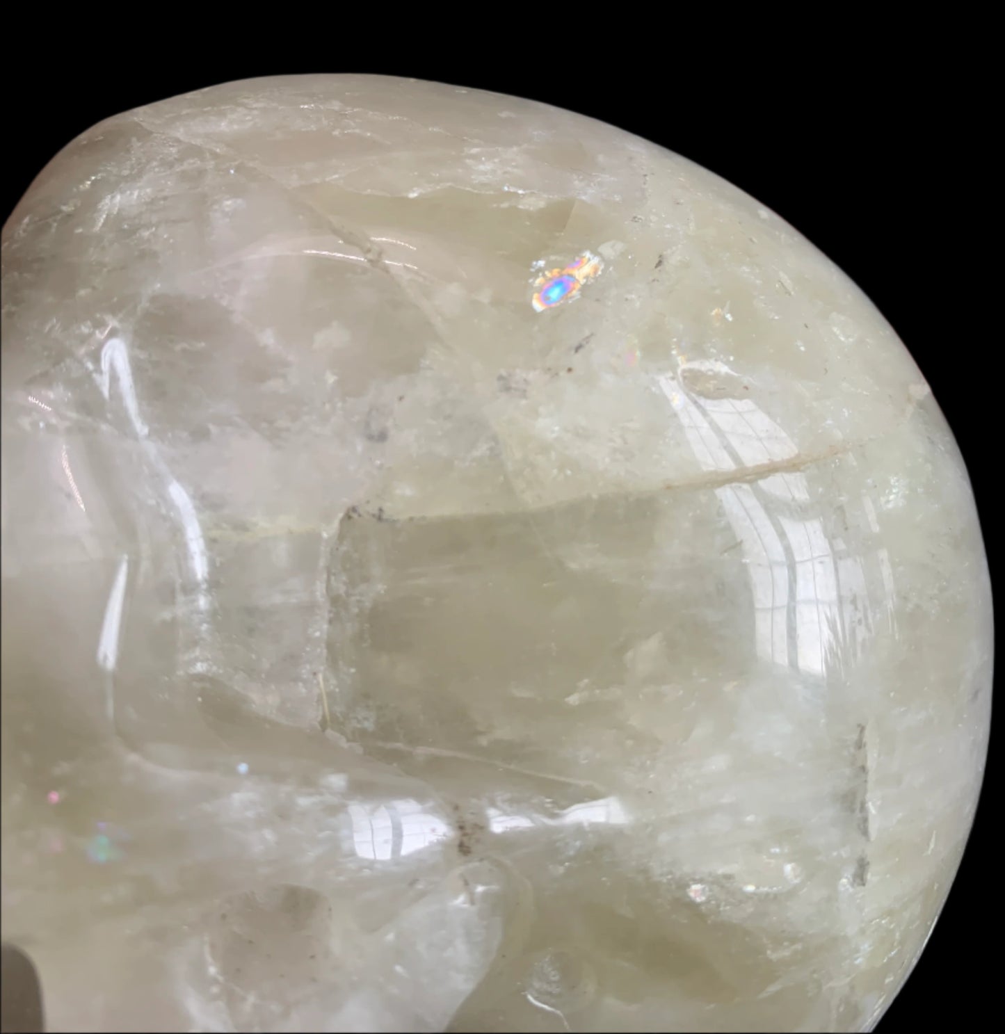 5.4" Citrine & Tourmaline Skull w/ Rainbows