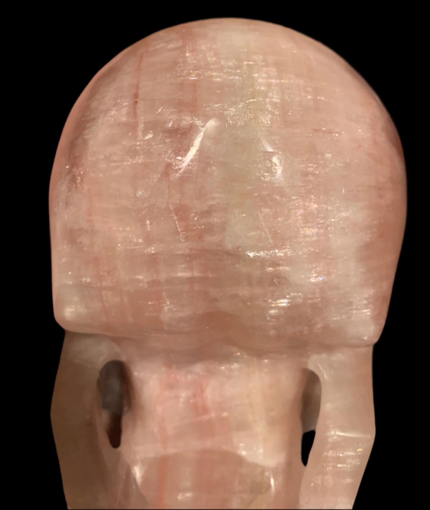 5.3" Pink Calcite Skull w/ Rainbows