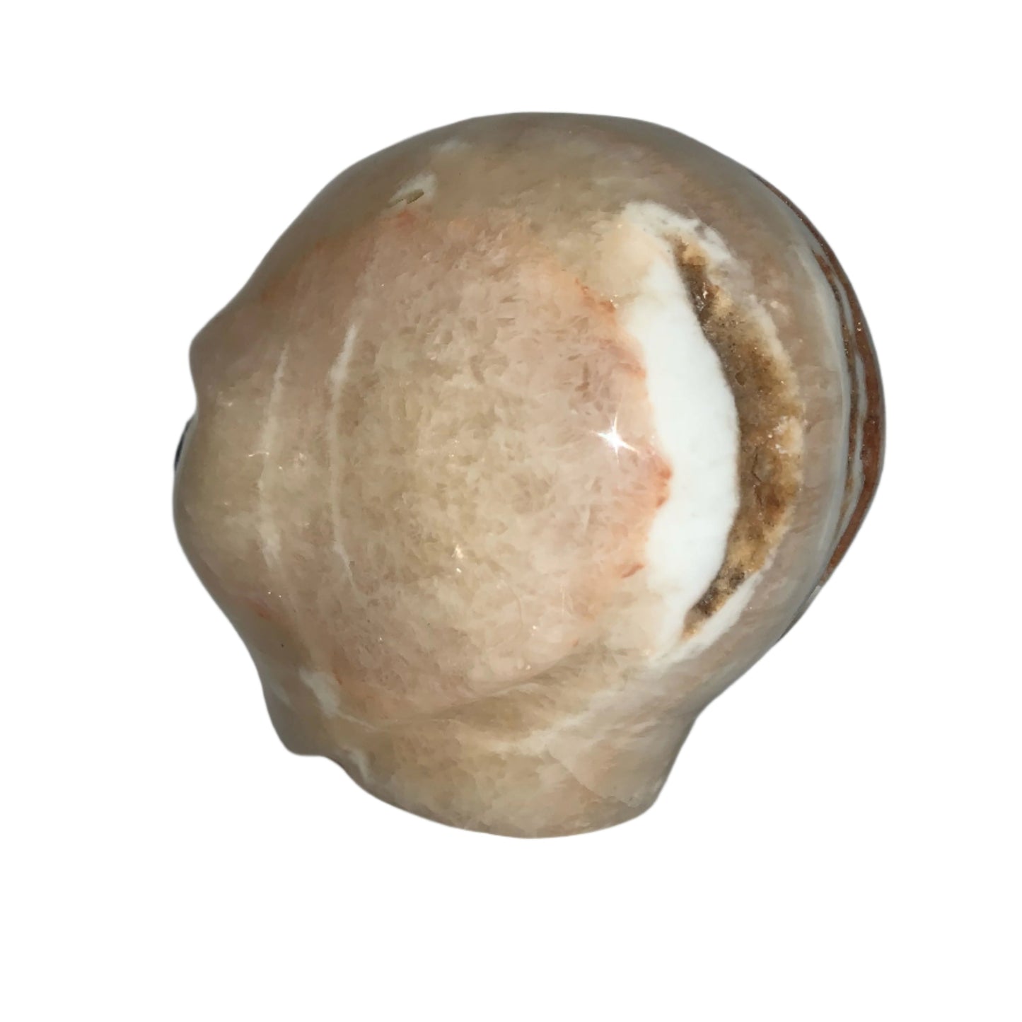 Calavera con forma de estrella de calcita naranja de 4,8" y drusa
