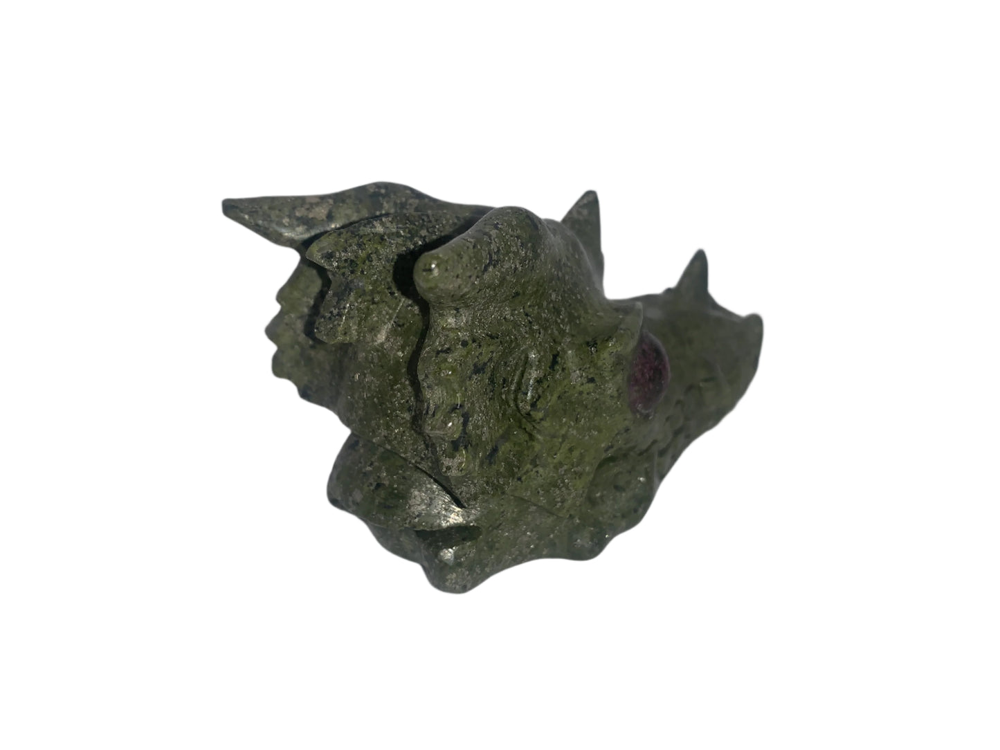 4.2" Pyrite & Serpentine Dragon w/ Stichtite Eyes