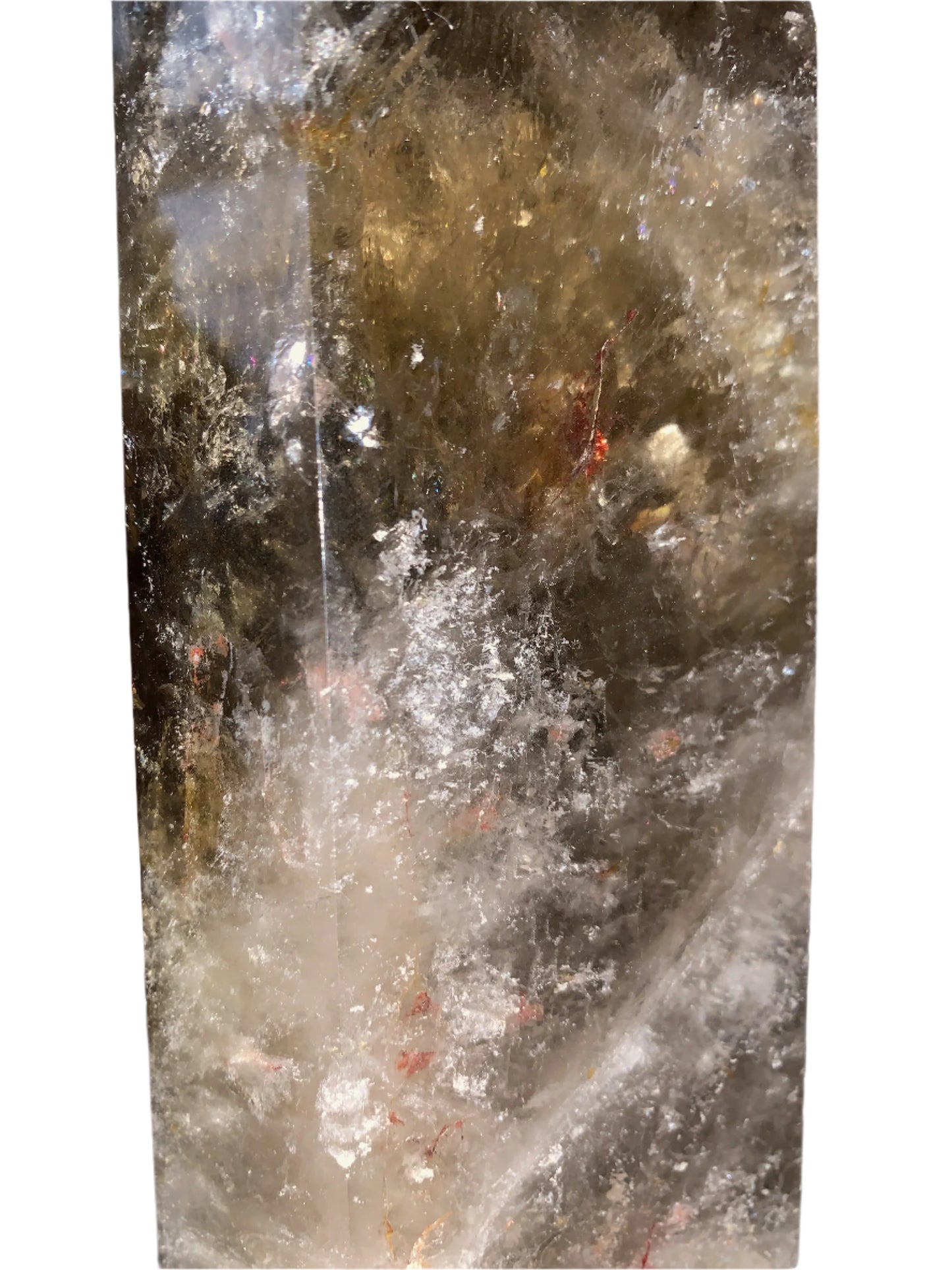 7.5" Smoky Quartz Hematoid Obelisk w/ Rainbows Everywhere