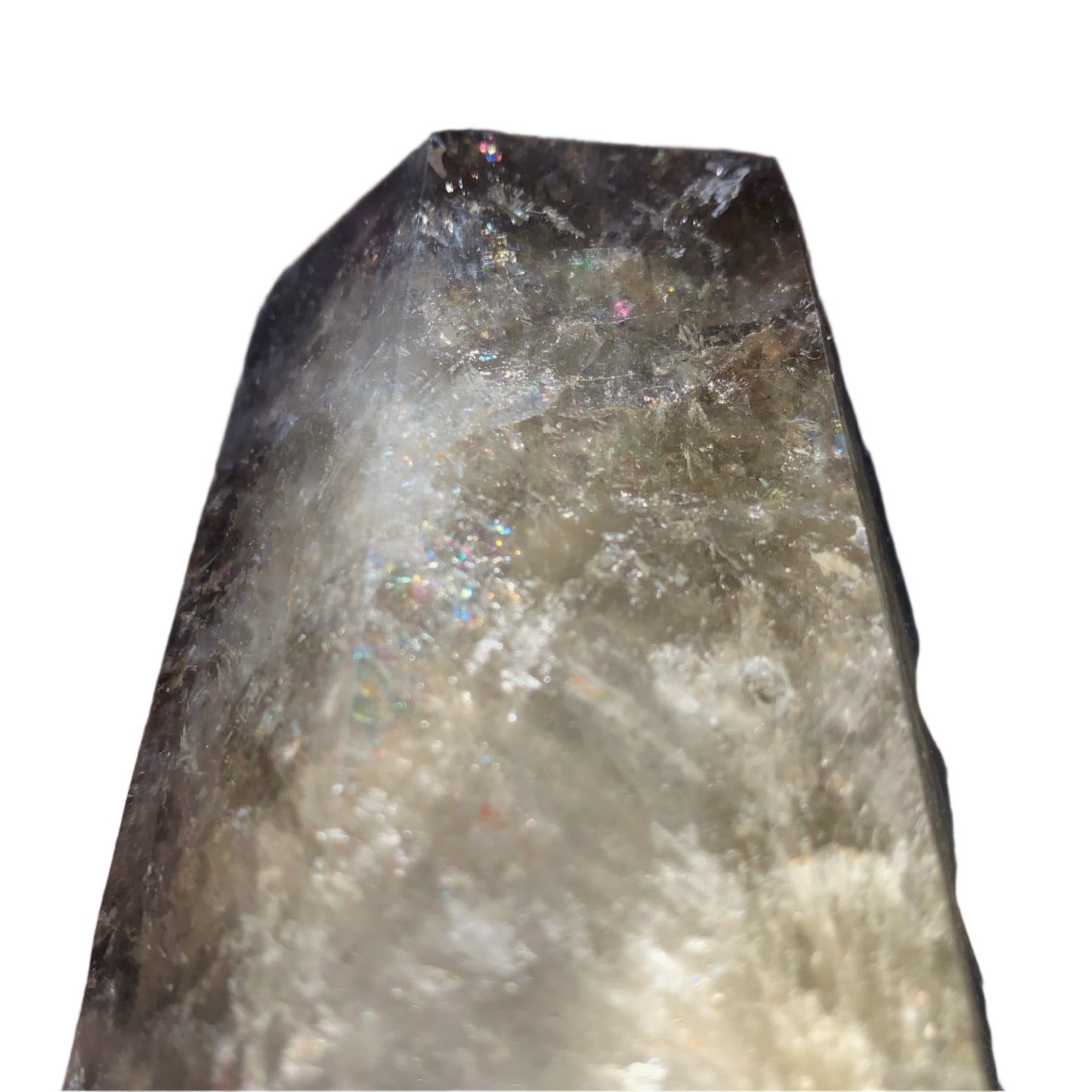 7.5" Smoky Quartz Hematoid Obelisk w/ Rainbows Everywhere