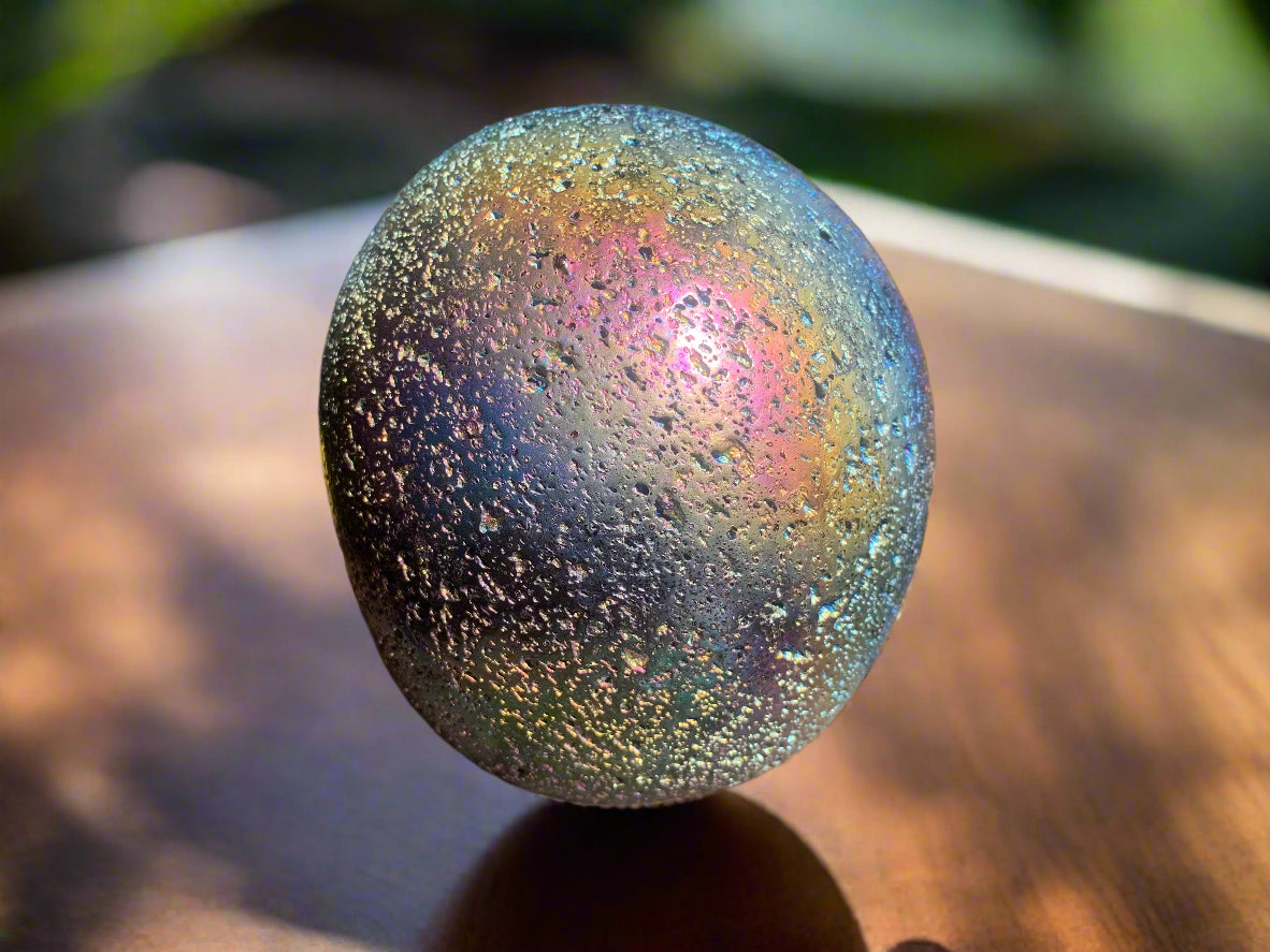 7.25" Rainbow Aura Lava Stone