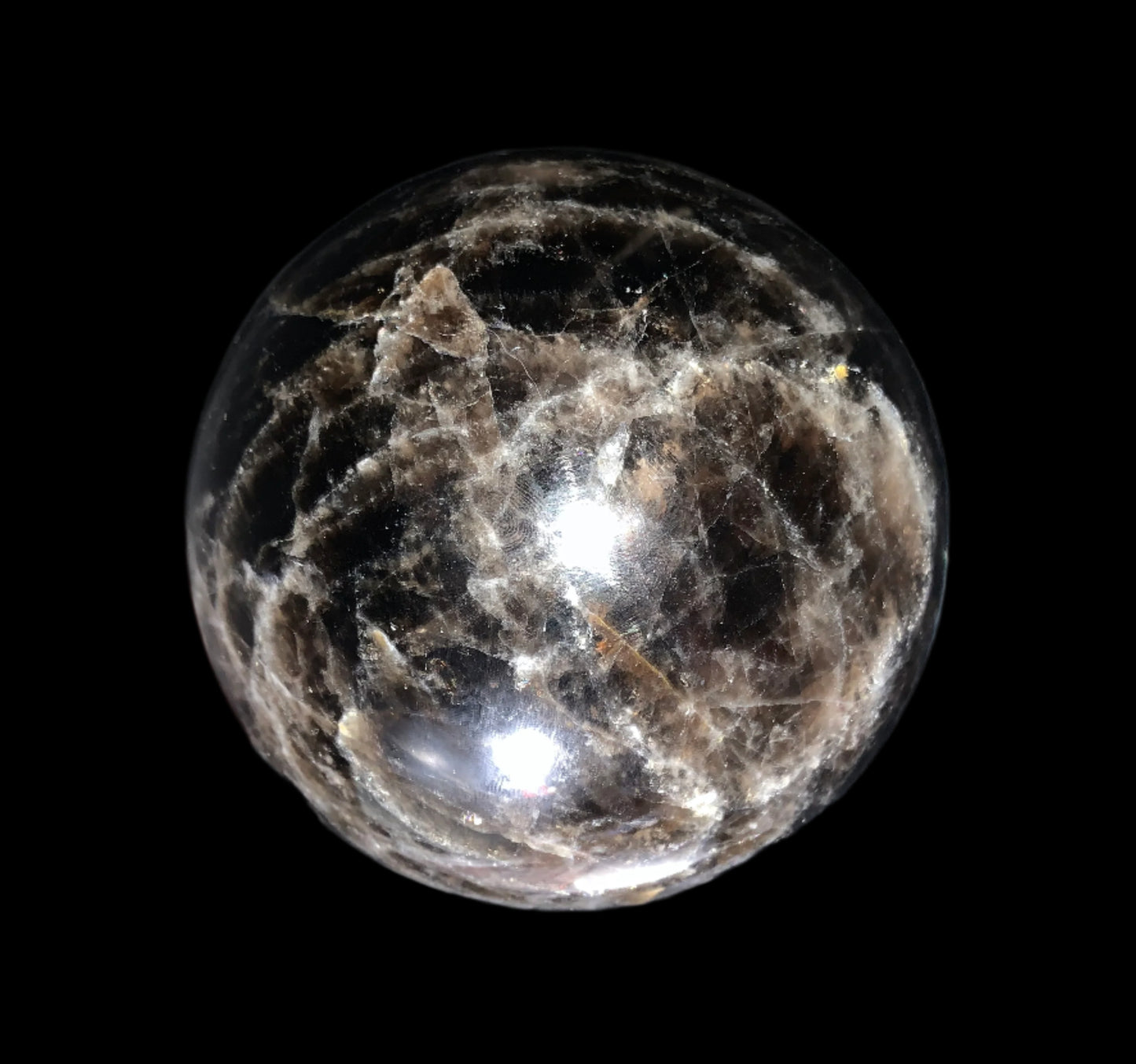 4.4" Morion Quartz Sphere w/ Rainbows