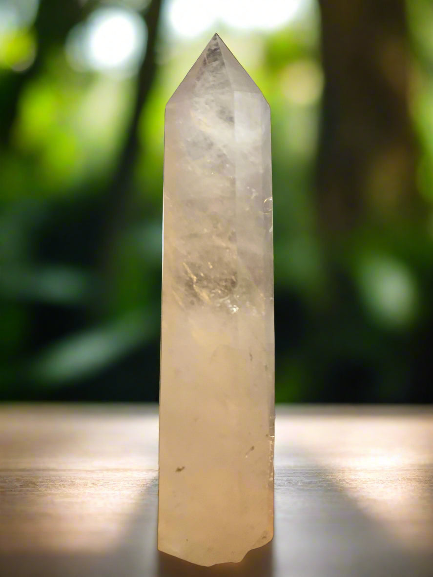 14.5" Clear Quartz Master Healer Obelisk w/ Rainbows
