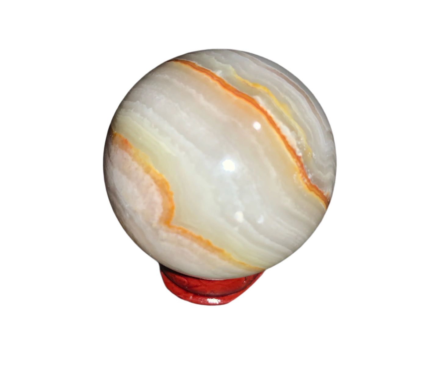 Esfera de calcita con bandas verdes