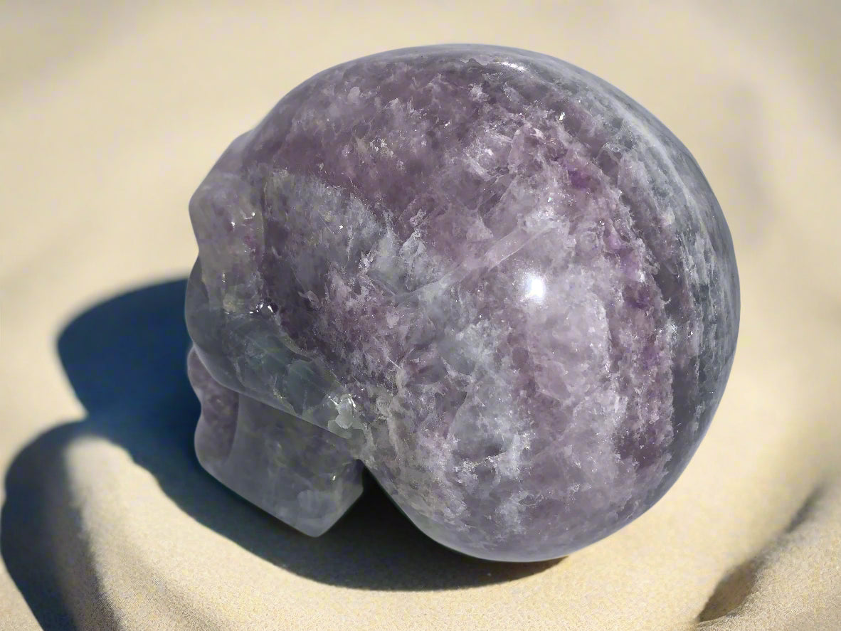 6" Rainbow Fluorite Skull w/ Rainbows