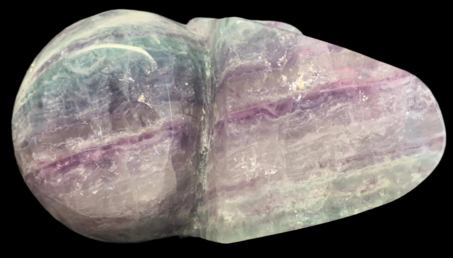 6" Rainbow Fluorite Skull w/ Rainbows