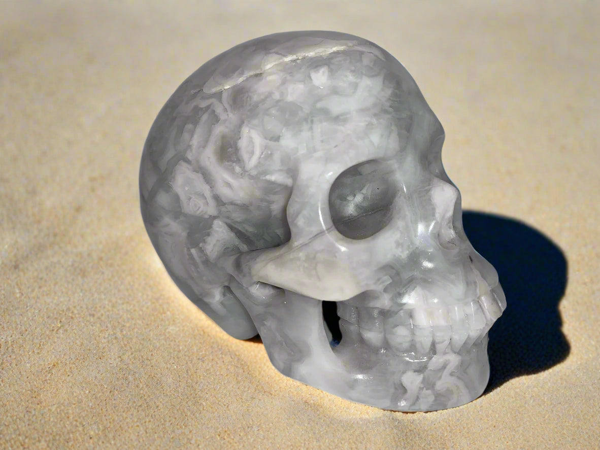 4.3" Crazy Lace Agate Skull