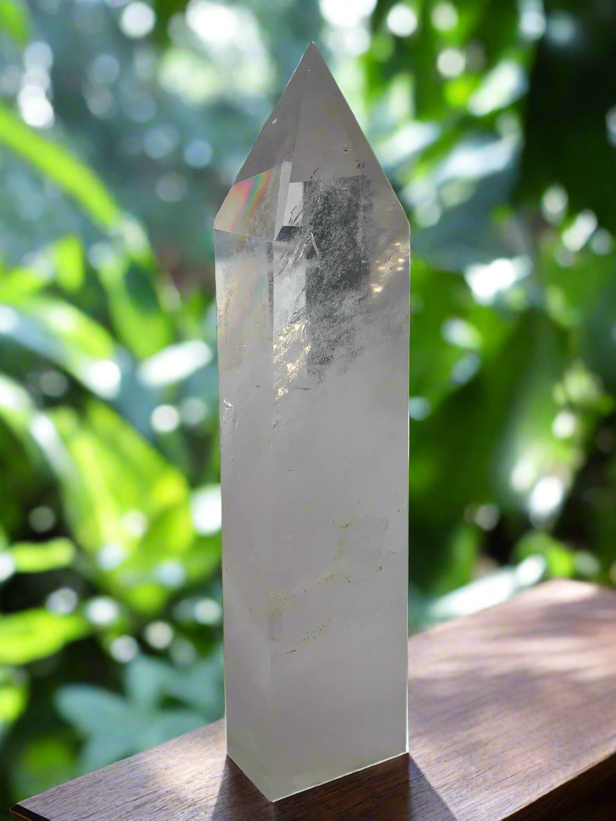 9lb Clear Quartz & Tourmaline Tower w/ Rainbows