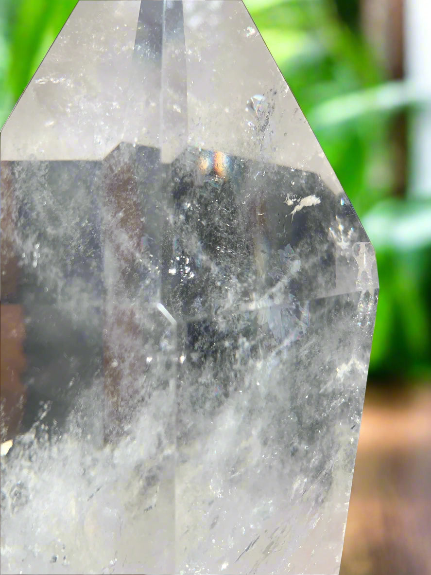 9lb Clear Quartz & Tourmaline Tower w/ Rainbows