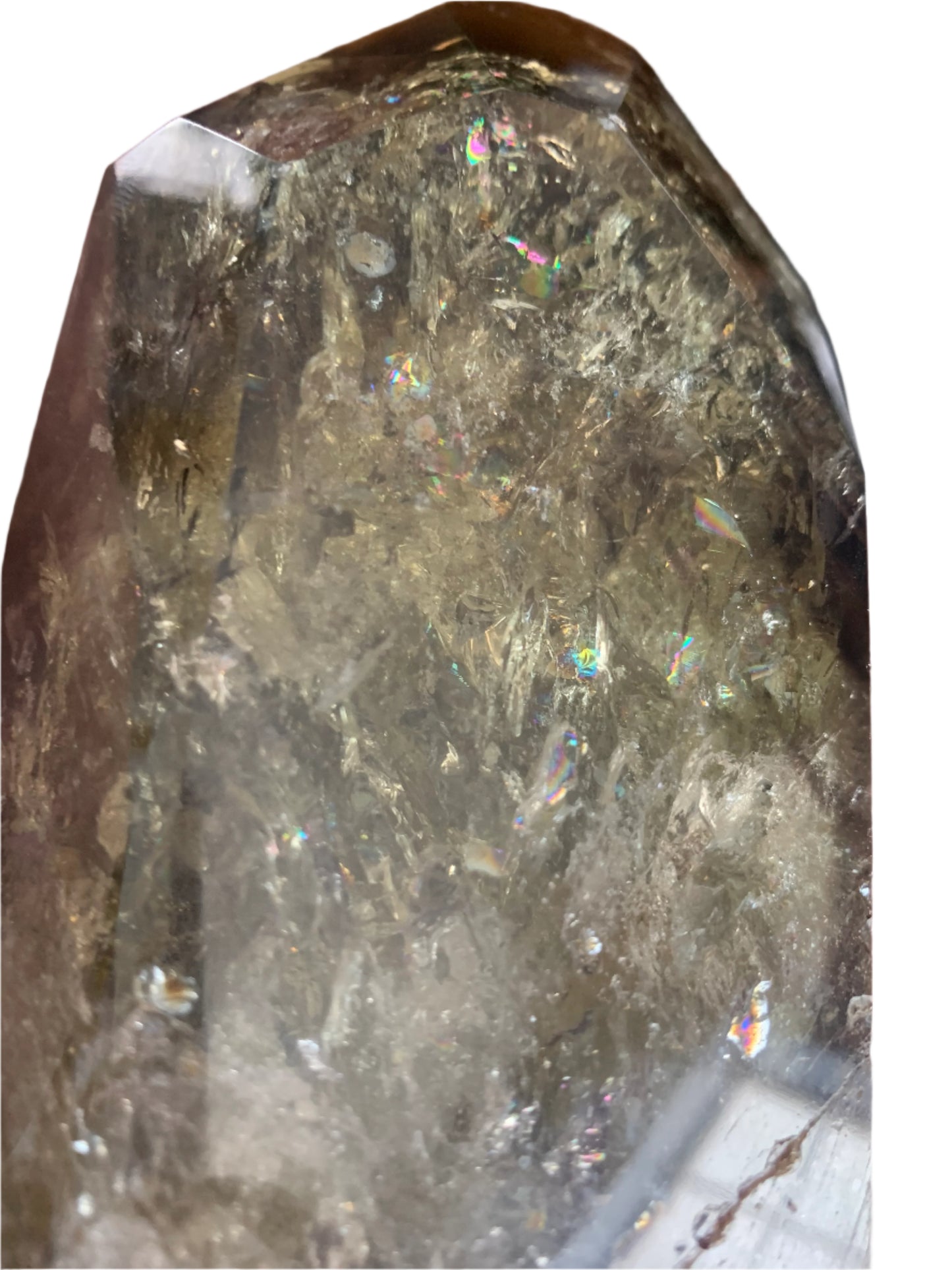 6.2" Smoky Citrine Channeler & Code Keeper Quartz Point w/ Rainbows