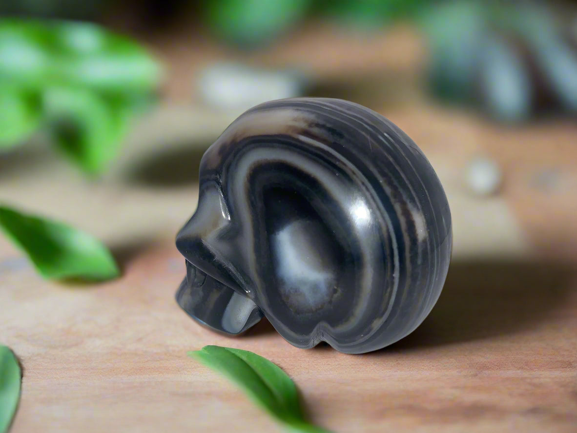 Cráneo de ónix canalizador Yin Yang de 3,2"